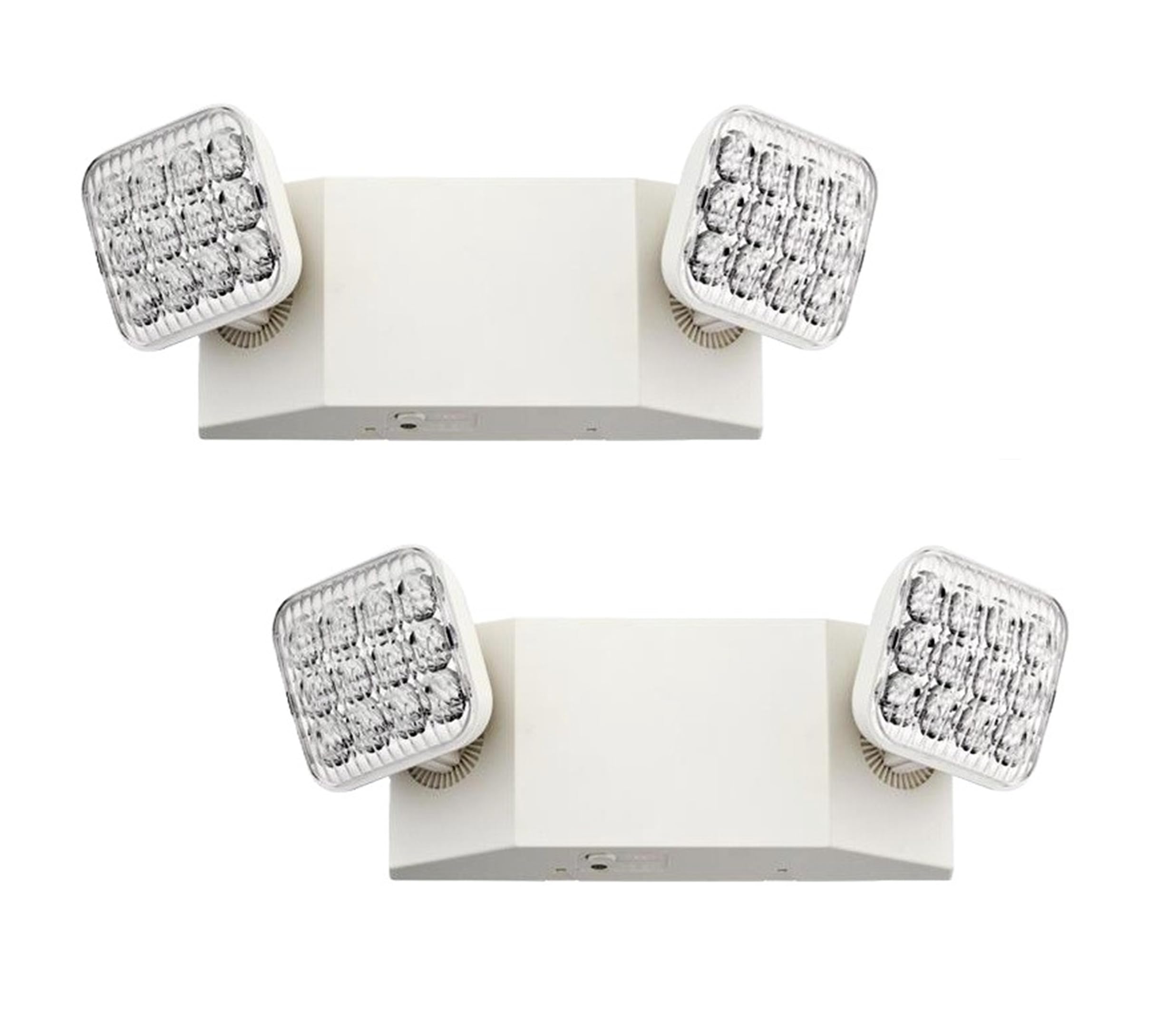 Lithonia Lighting LED Emergency Light, 90-Minute Backup, Dual Adjustable Heads, Wall Mount, Damp Rated, White, 2-Pack, Model EU2C CP2