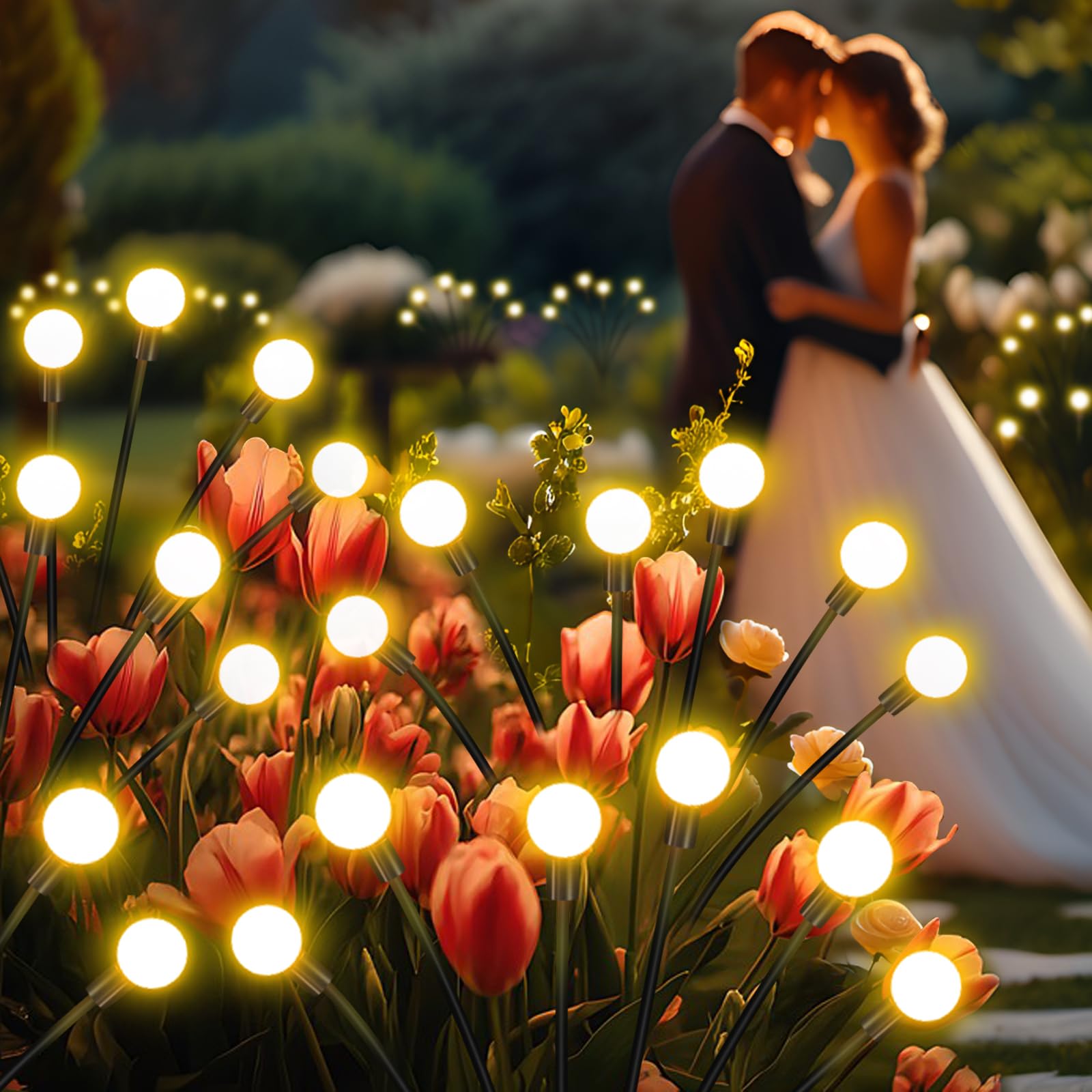 Nbqq Solar Garden Lights Outdoor,2 Pack 16Led Waterproof Solar Powered Lights For Yard Pathway Patio, Swaying Lawn Decor As Gard