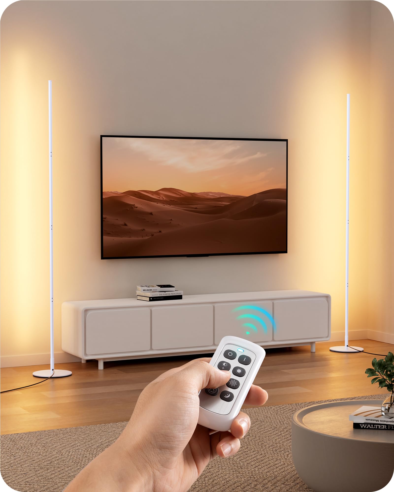 Edishine Modern Minimalist Led Floor Lamp, Set Of 2, 57.5'' Height, 7 Color Temperature 3000-6000K, Dimmable Corner Floor Lamp F