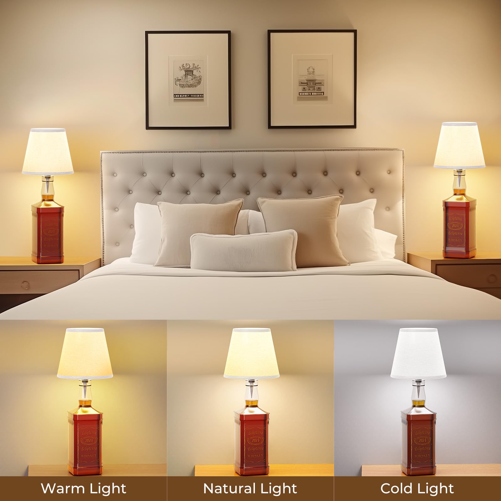 Eclipterra Cordless LED Bottle Lamp - 5000mAh, Portable Wireless Table Lamp, White, 1 Pack, Model EC-Wall Sconce 01