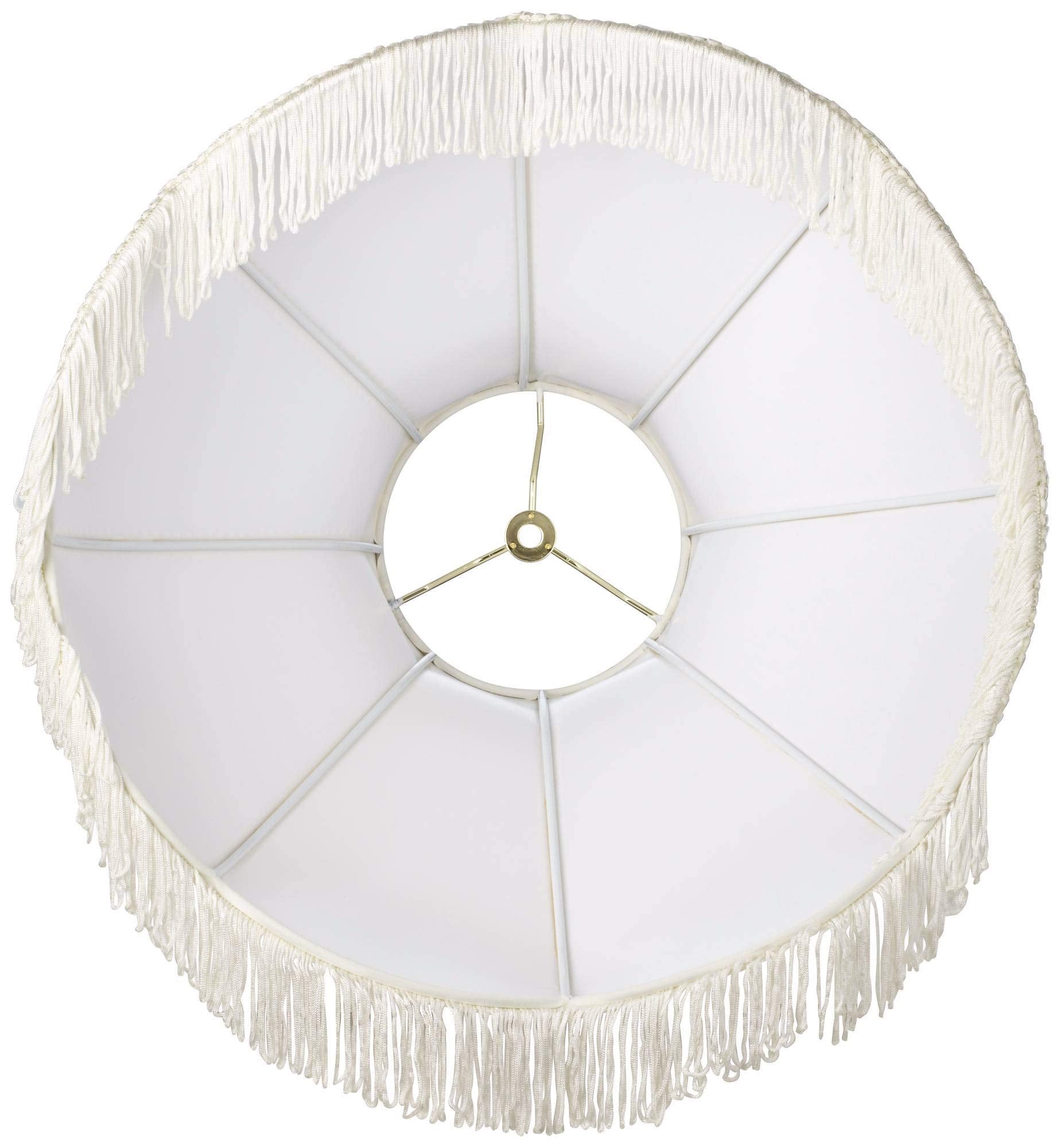 6&quot; Top X 17&quot; Bottom X 11&quot; High X 12&quot; Slant Lamp Shade Replacement Large Cream White Dome Traditional Fabric Fringe Floral Scalloped Spider Harp Finial - Springcrest