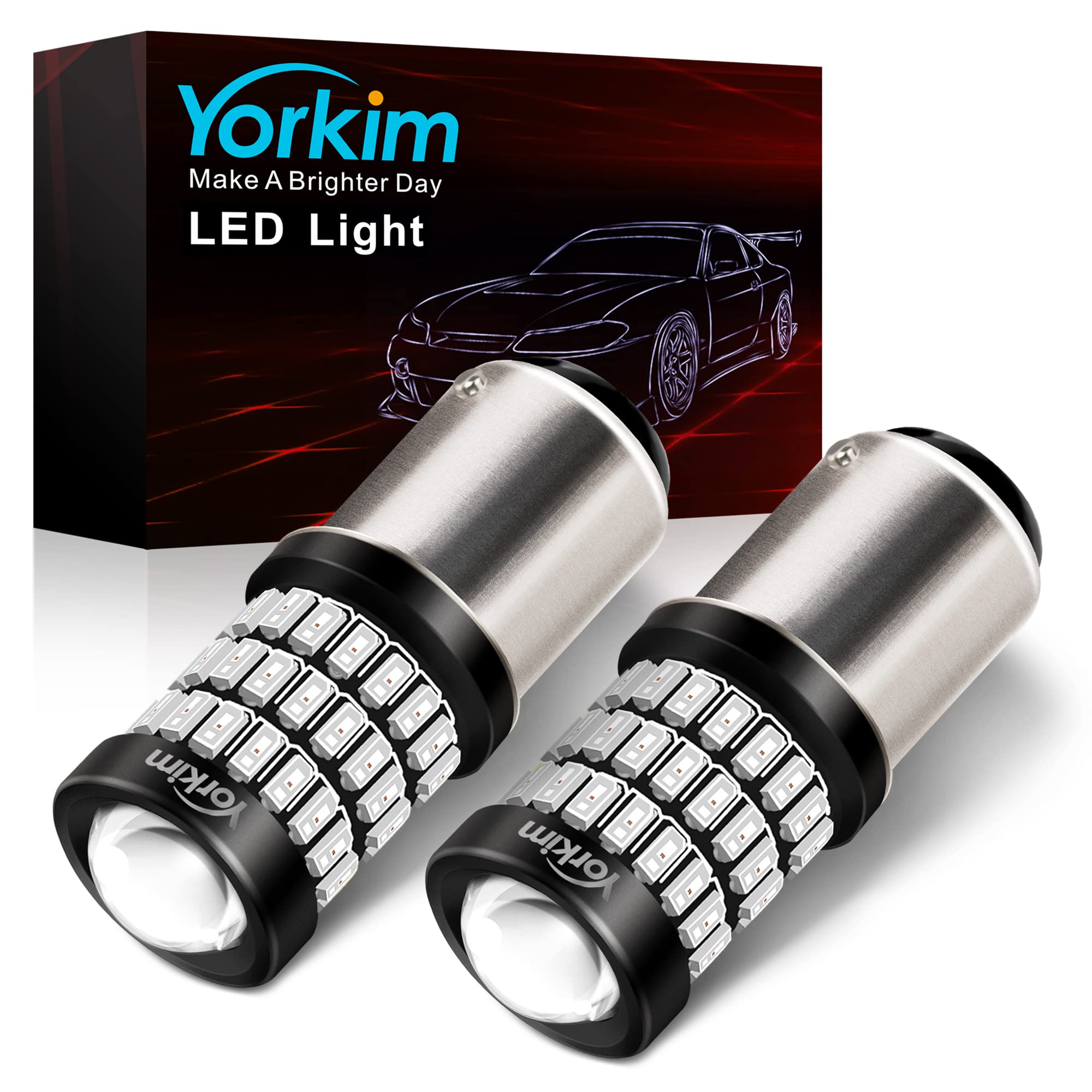 Yorkim 1157 LED Brake Light Bulb, Red, 9-30V, Model KZ04182-342, Replacement for Back Up/Reverse/Tail Lights