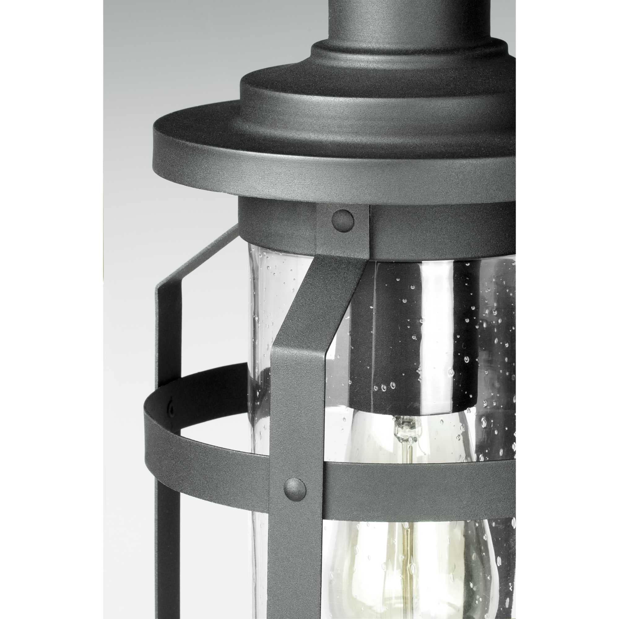 Progress Lighting 1-Light Outdoor Wall Lantern, Clear Seeded Glass, Textured Black, Model P560095-031