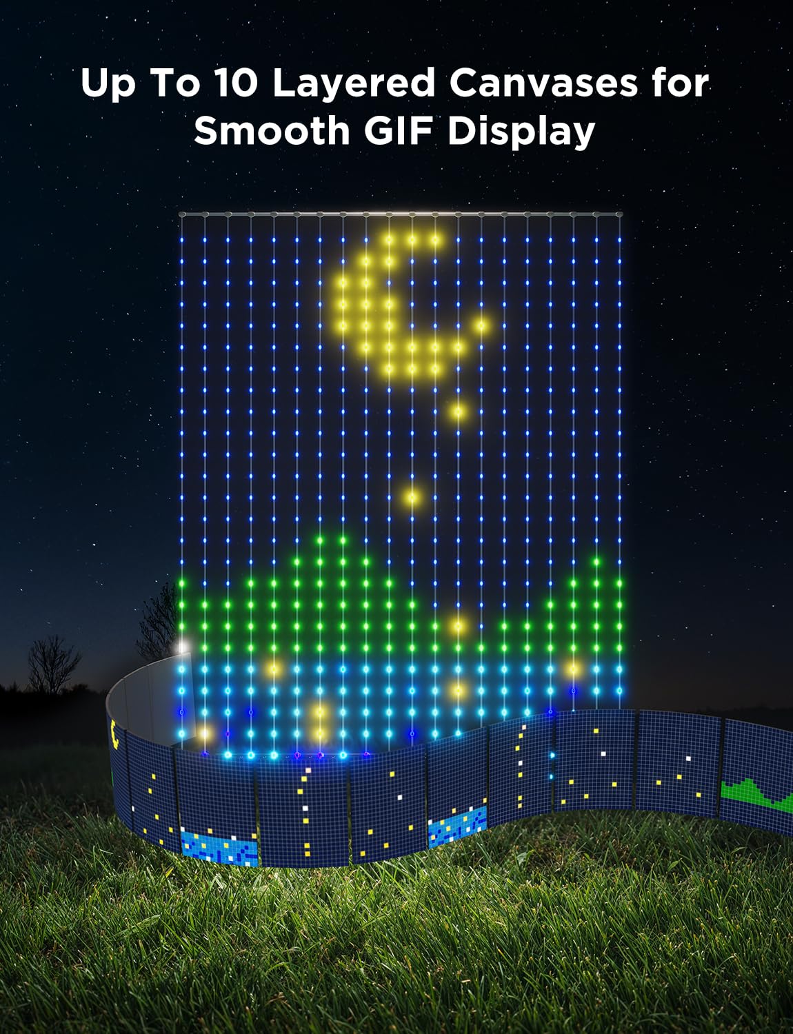 Govee Smart LED Curtain Lights, RGBIC Color Changing, 9.8x6.6ft, IP65 Waterproof, Model H70B4, White, 1040 LEDs