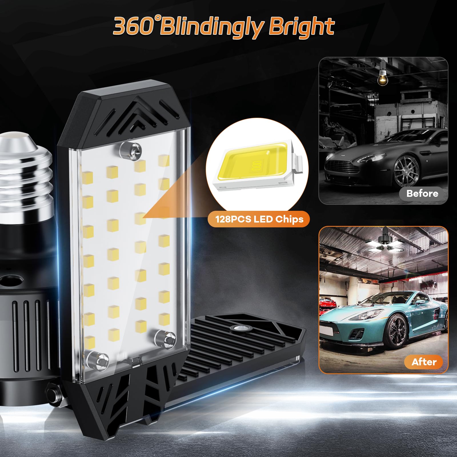 Xinghuanlit Led Garage Lights 6 Pack - 120W Garage Lights Ceiling Led 12000Lm With 4+1 Adjustable Panels, Garage Lighting 6500K