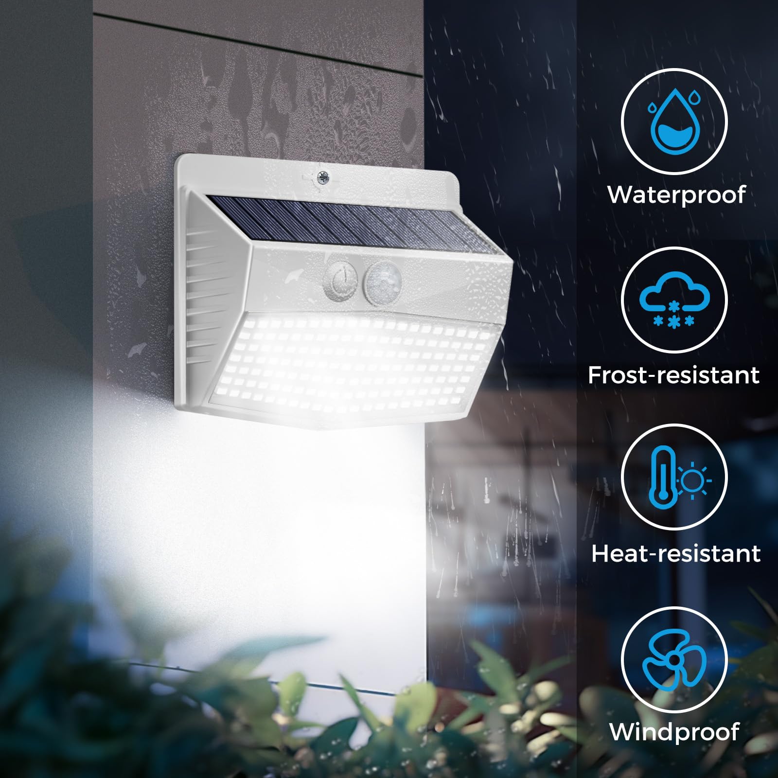 [4 Packs] Solar Outdoor Lights Motion Sensor Solar Security Lights Waterproof With 3 Lighting Modes Solar Powered Wall Lights Outside For Garden Fence Yard White