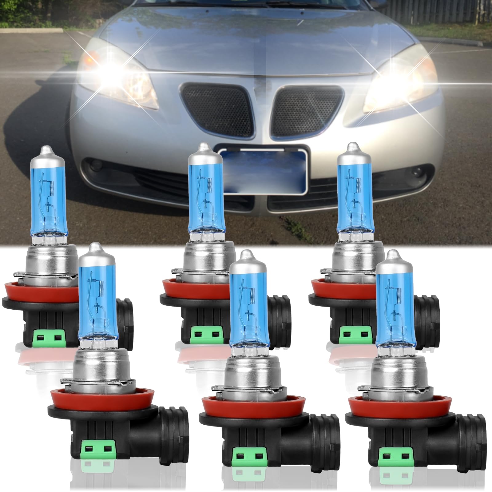 XRDHJI Fit for Pontiac G6 2005 2006 2007 2008 2009 High Performance Halogen Headlight Bulbs,H11 High Low Beam Fog Light Replacem