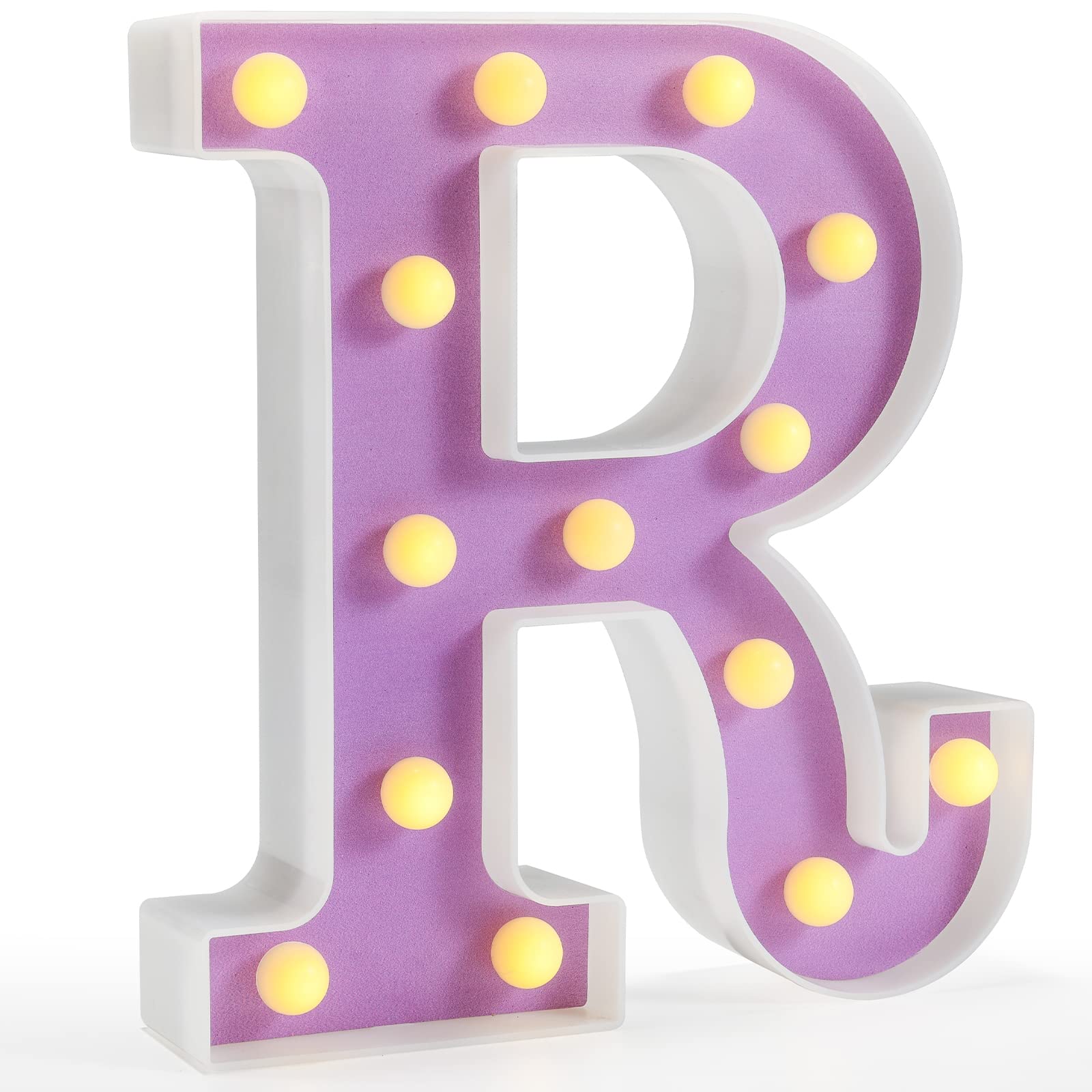 Pooqla LED Letter Lights, Purple Alphabet Sign, Warm White LED, DIY Marquee Night Light for Home Party and Decoration