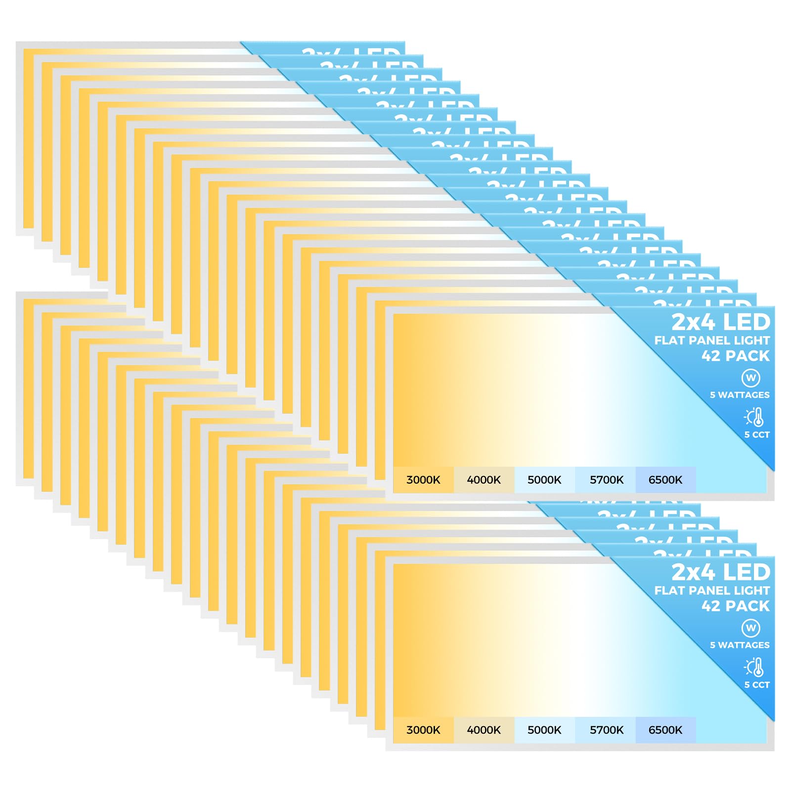 Aikvsxer 42 Pack 2X4 Led Flat Panel Light, 9100Lm Bright Kitchen Ceiling Light Fixtures,Dimmable Flush Mount Ceiling Light Panel