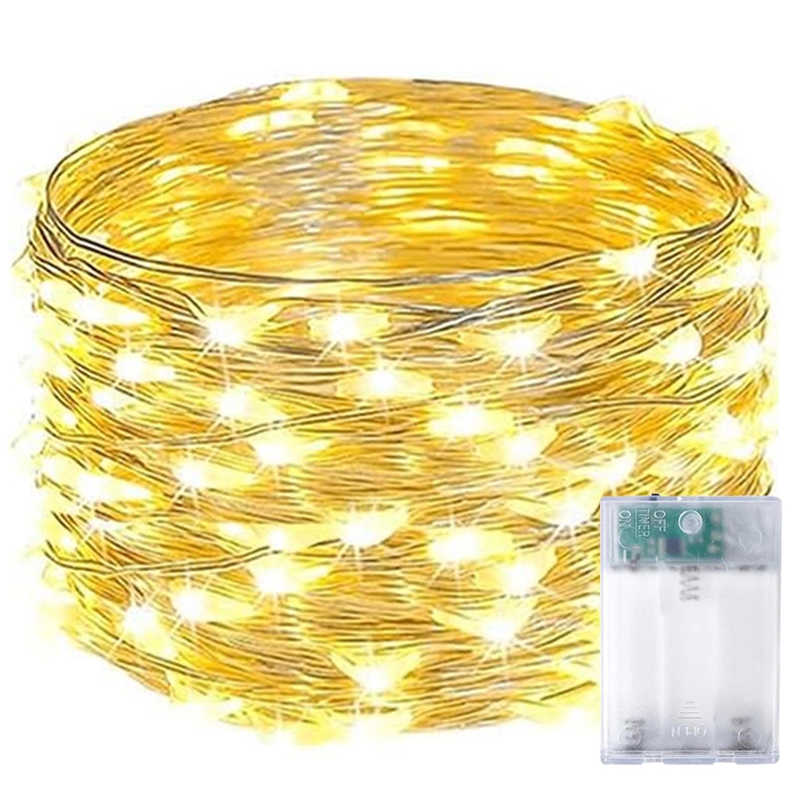 EXF 1-Pack Battery Operated Fairy Lights, 16FT, 50 LED, Waterproof, Warm White, Model YHY-BO50LED