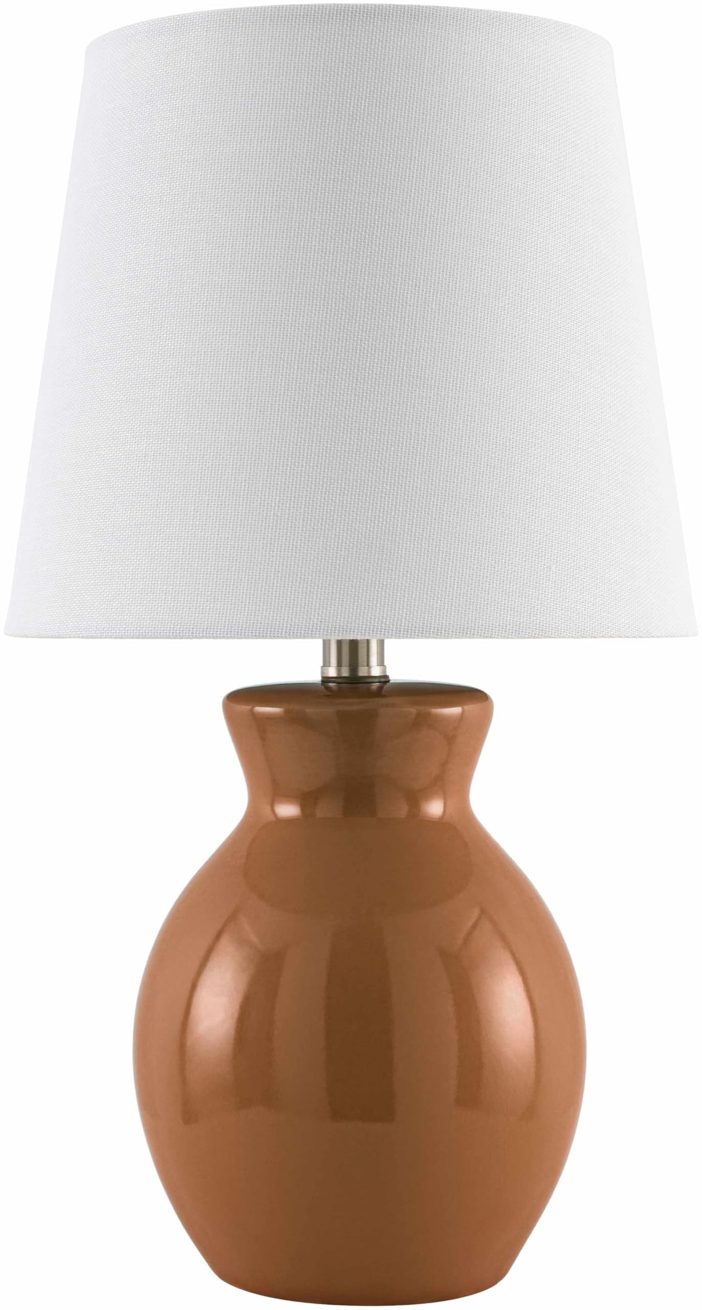 BoutiqueRugs Ceramic Bedside Table Lamp - 15inH x 8inW x 8inD - Tan, White - Model SPXZVA9-030 - Boho Style for Bedroom or Living
