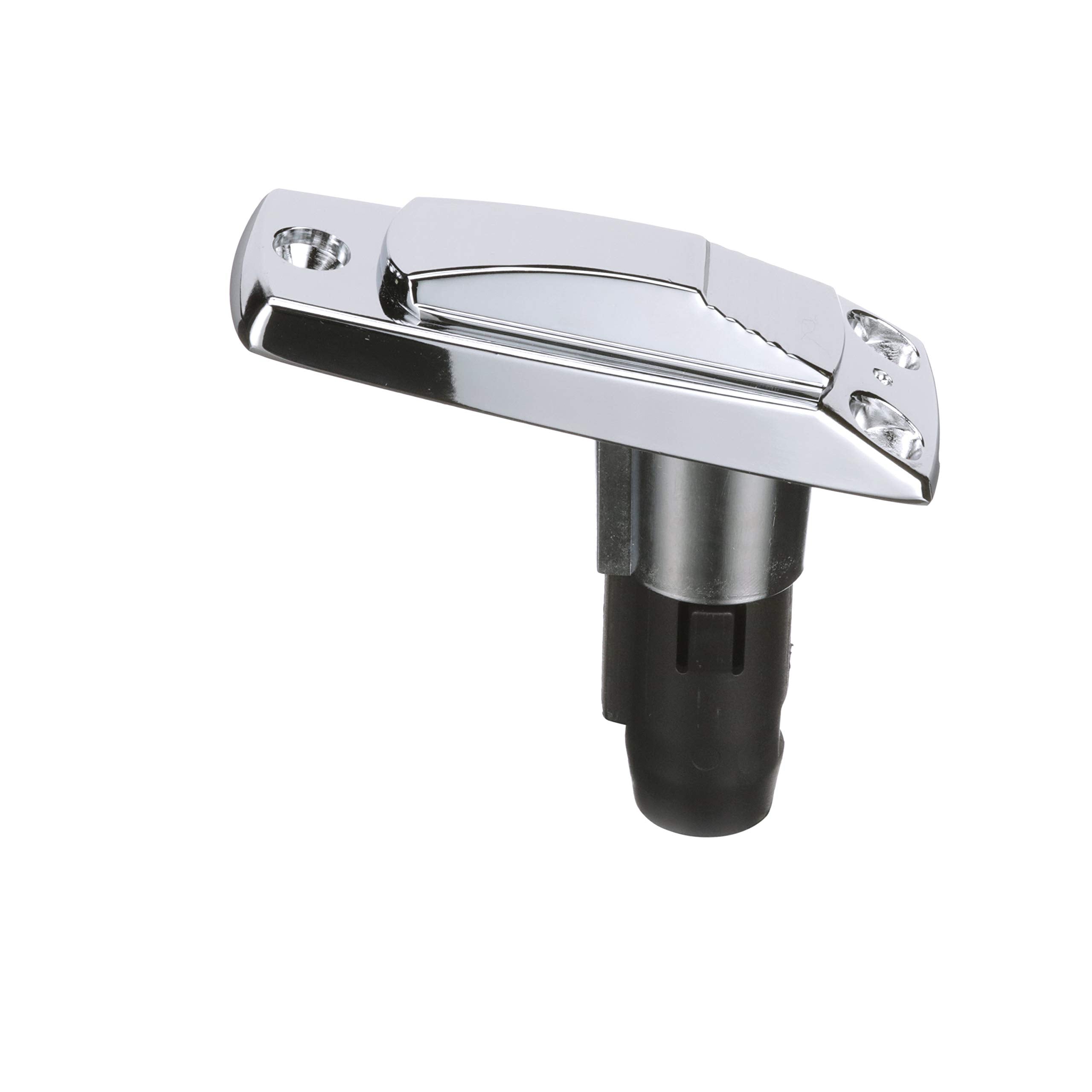 Attwood 911339-7 Rectangle 2-Pin Base For 12-Degree Angled Light Pole, Swivel Cover, Zamak Finish, 4 Inches X 1 5/8 Inches