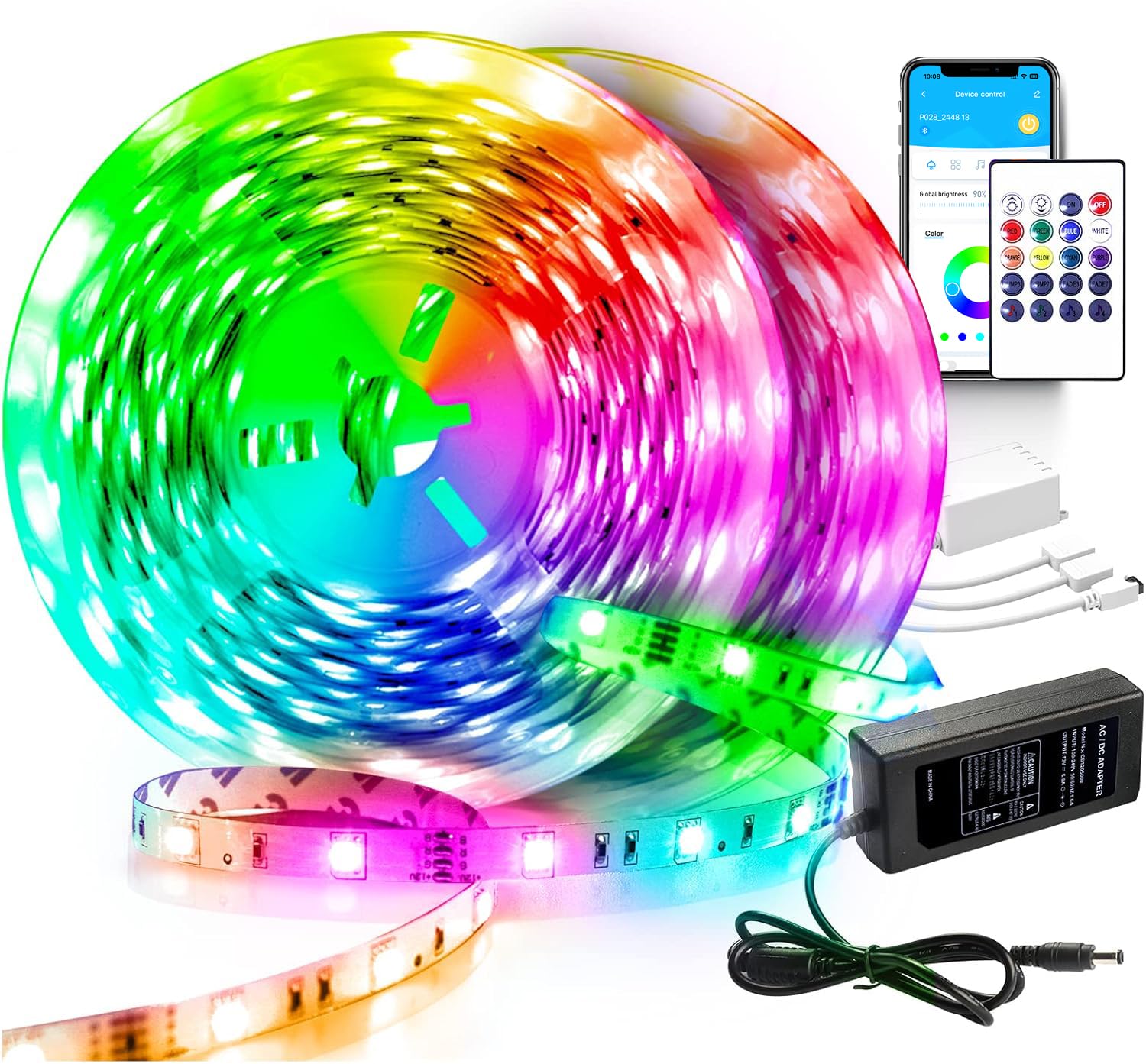 Volivo Led Strip Lights 130Ft 24V,Bluetooth Rgb App Controlled Led Light Strip Music Sync, Color Changing Lighting For Bedroom,