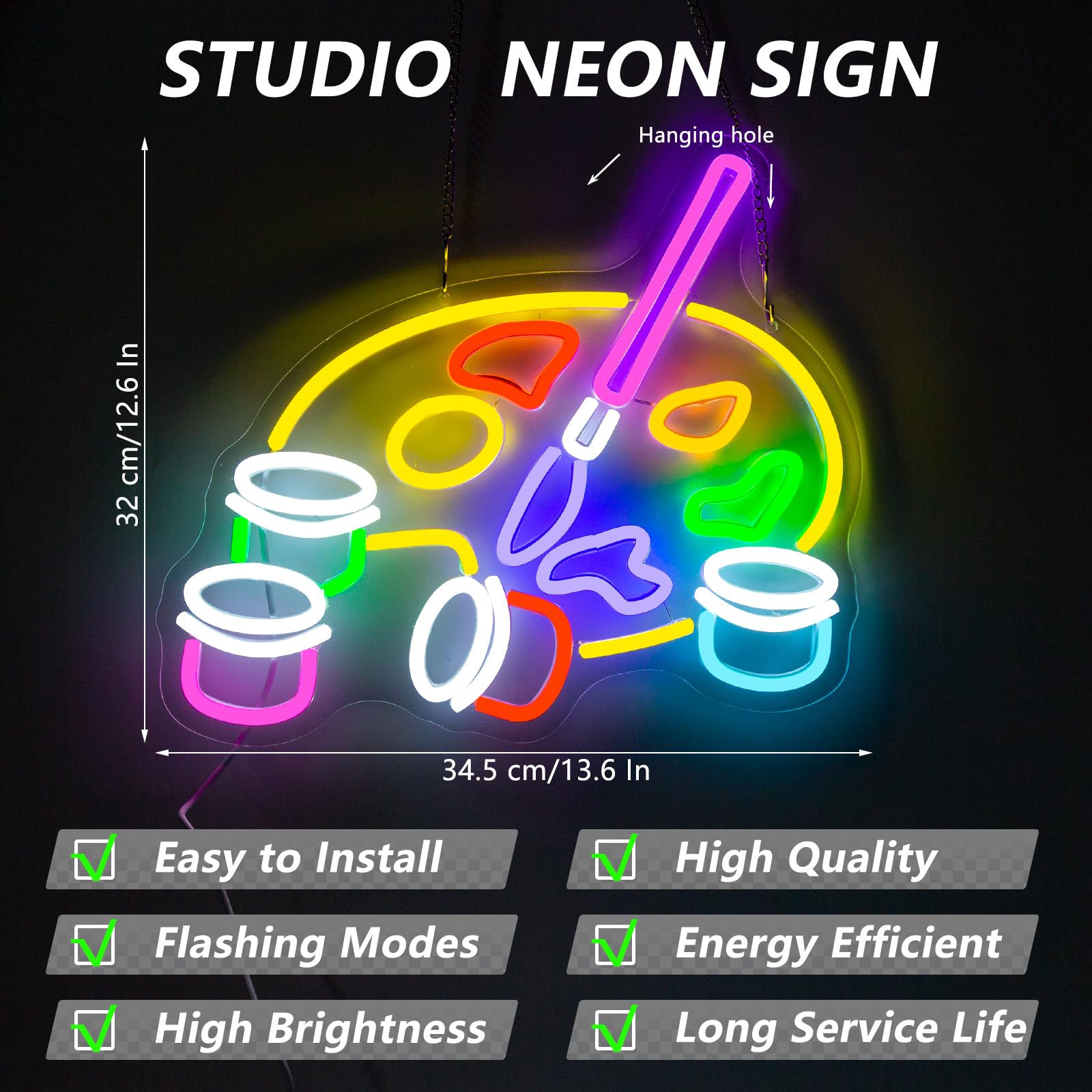 Saly Ror Paint Palette Neon Sign Led Light for Wall Decor, Neon Lights for Business Sign Studio, Neon Led Light for Graduation G