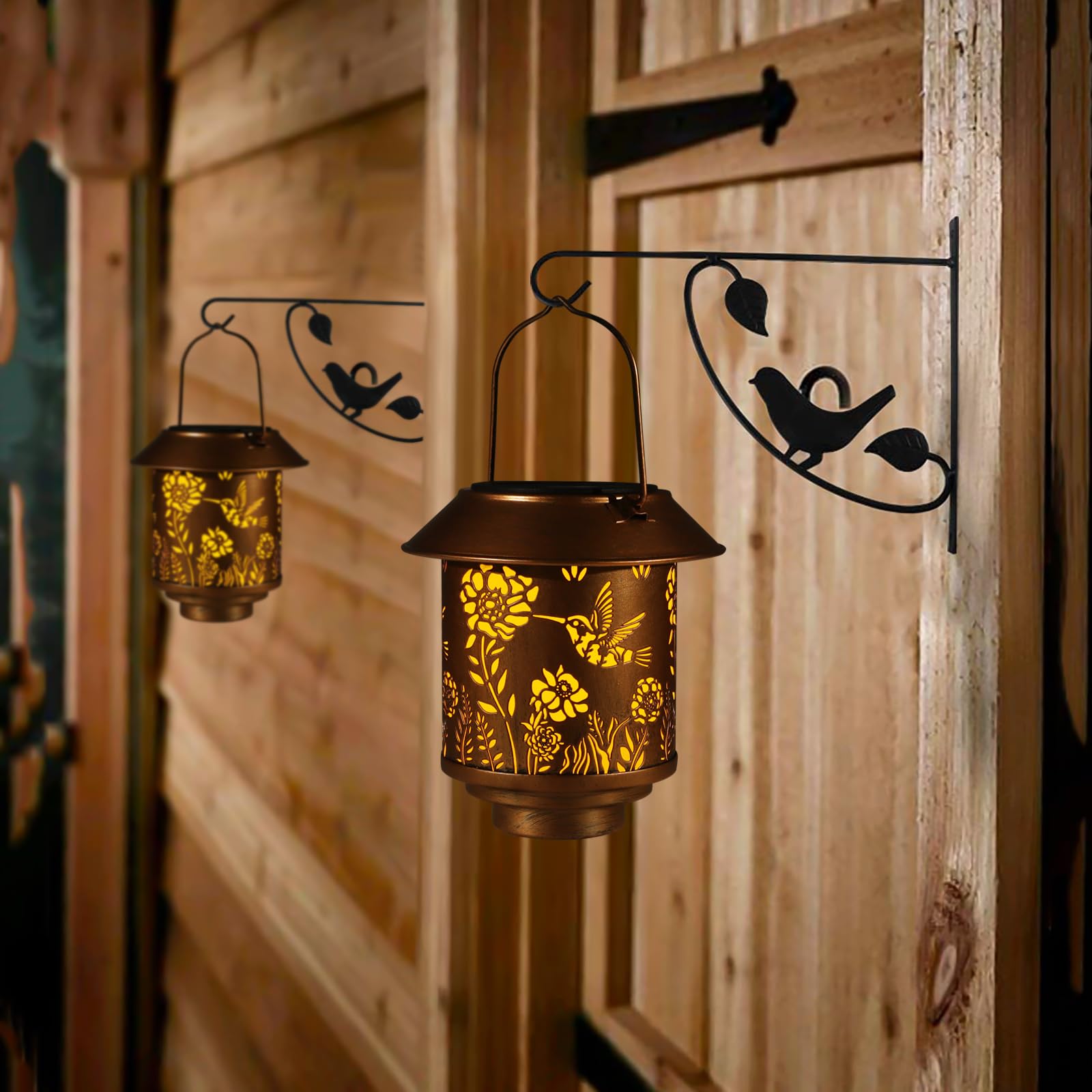 Solar Lantern Lights Outdoor Hanging  Solar Lights Outdoor Waterproof Garden Decor Gifts For Women Mom Metal Decoration Lanterns For Garden Patio(Hummingbird)