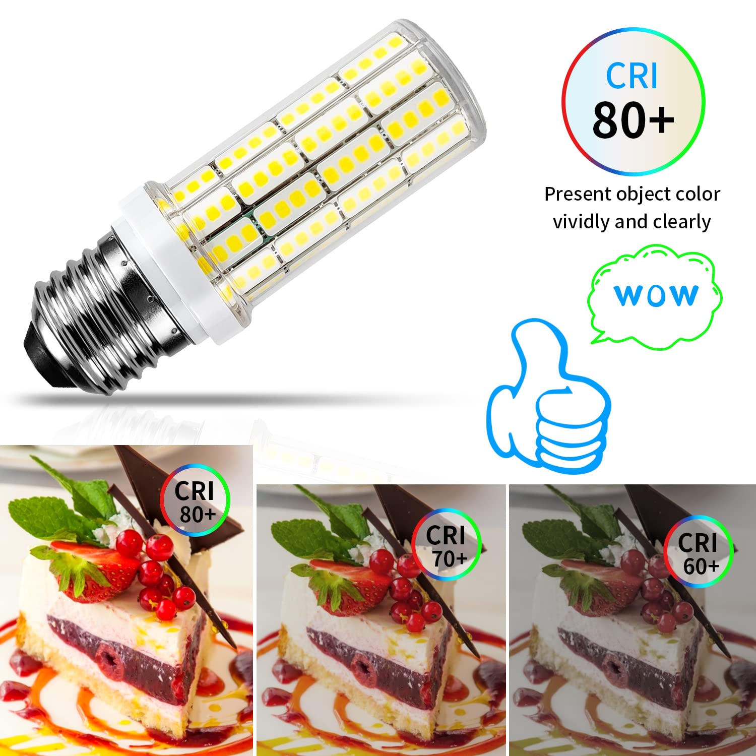 RIUVAO LED Light Bulb 200W Equivalent, 2500 Lumen, 5000K Cool White, E26/E27 Base, Waterproof, 20W, 6-Pack