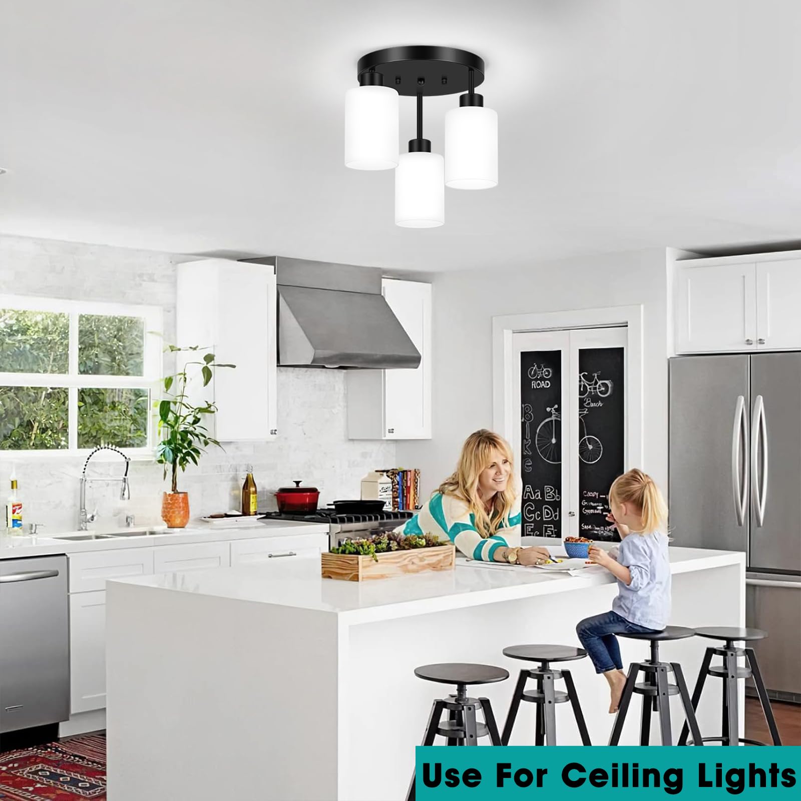 Asnxcju 3-Pack White Glass Shade Replacement, Cylinder Light Fixture Cover, 5.4In Height, 3.94In Diameter, 1.69In Fitter, White