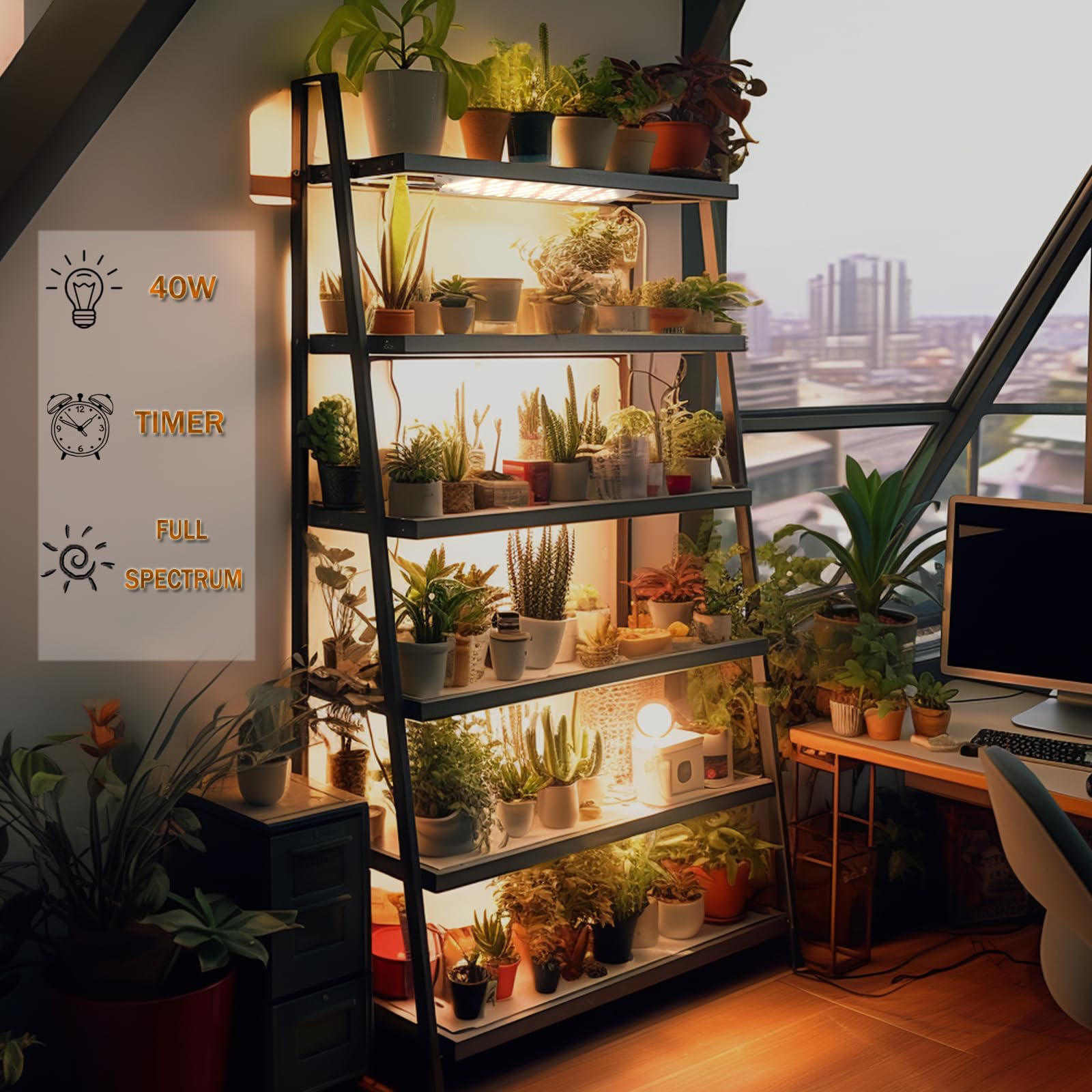 Grow Light,40W Ultra-Thin Panel Grow Lights For Indoor Plants,316Leds Full Spectrum Grow Lights For Under Cabinet Plant, Grow Lamp With 3/9/12H Timer,10 Dimmable Levels For Plants Growing (4Pcs)