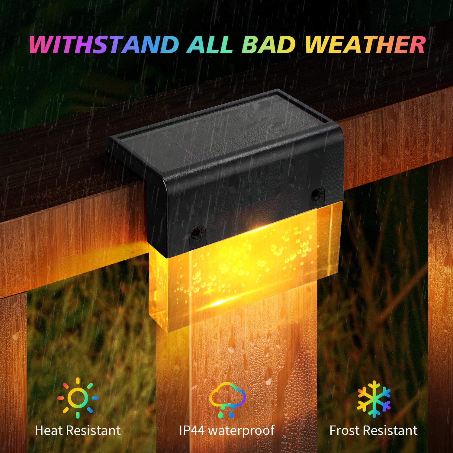 SUNFACE Solar Deck Lights, 8 Pack LED Waterproof Dock Lights, IP65 Outdoor Fence Post Lights, Model SUNFACE268, Plastic, Color: 8Pack