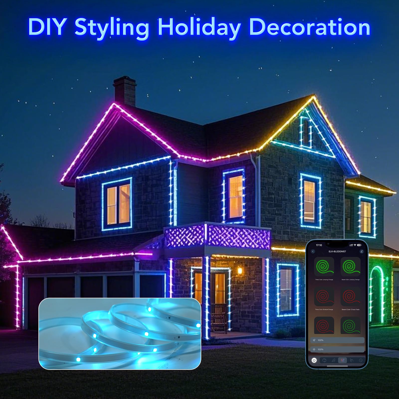 SILFU LED Strip Lights, 130FT (2 Rolls of 65.6ft), Waterproof IP67, RGB, 24Key Remote, Music Sync, Room Decoration