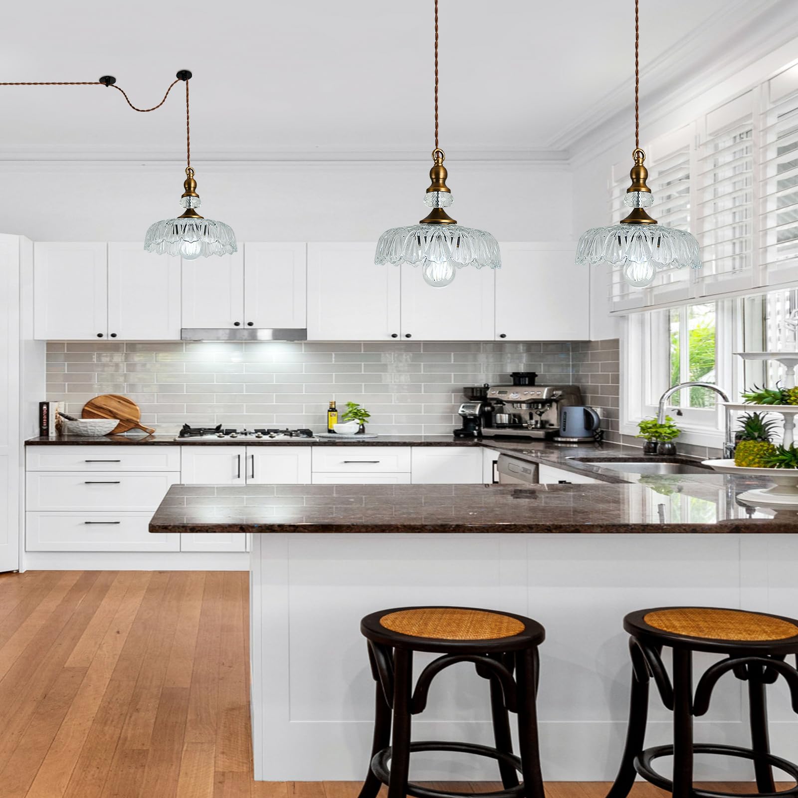 Cvkash Vintage Brass Pendant Light Fixture - Adjustable Gold Chandelier For Home & Dining Room