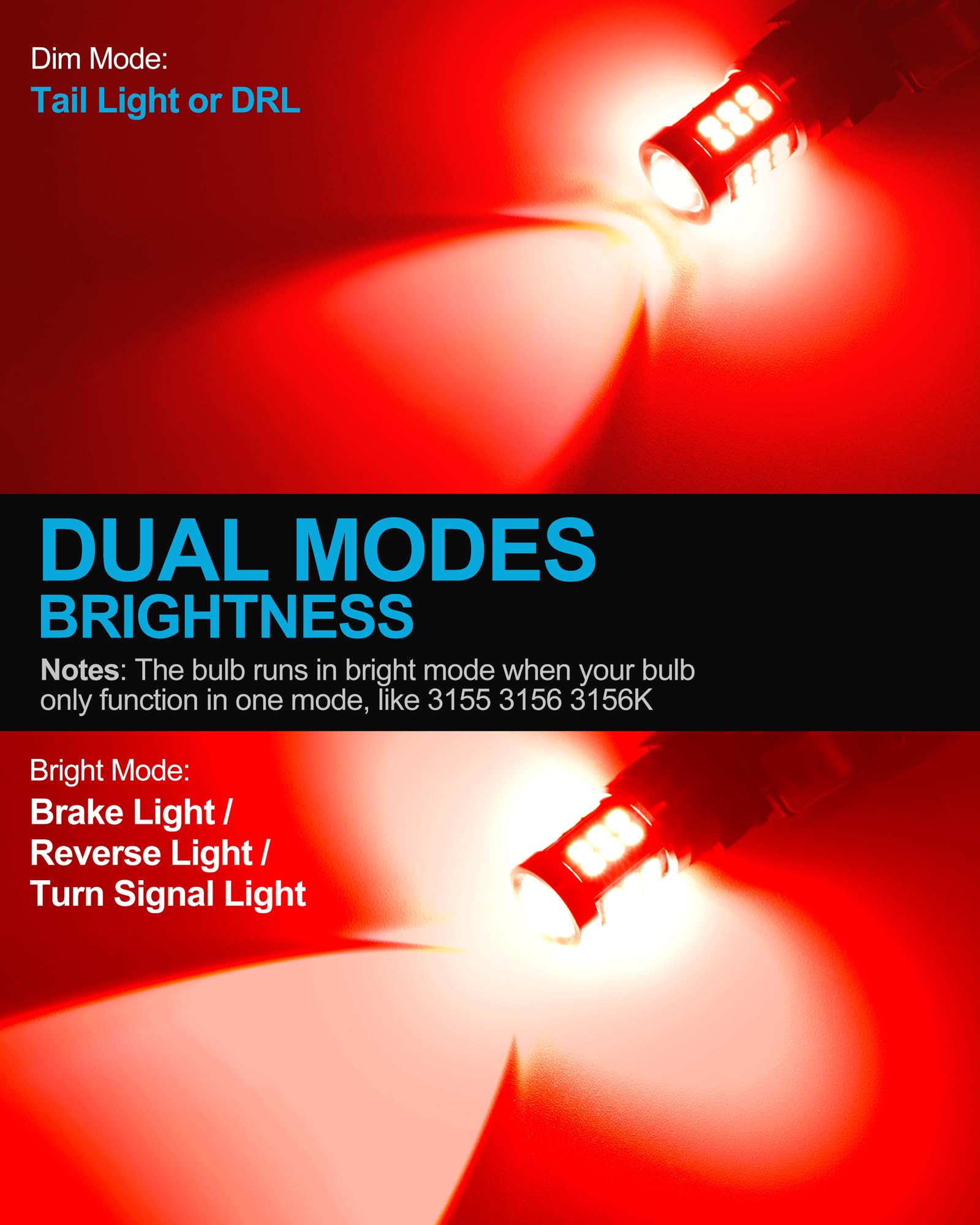 Yorkim 3157 LED Brake Light Bulbs, Red, Pack of 2, Replacement for Stop Lights, Tail Lights