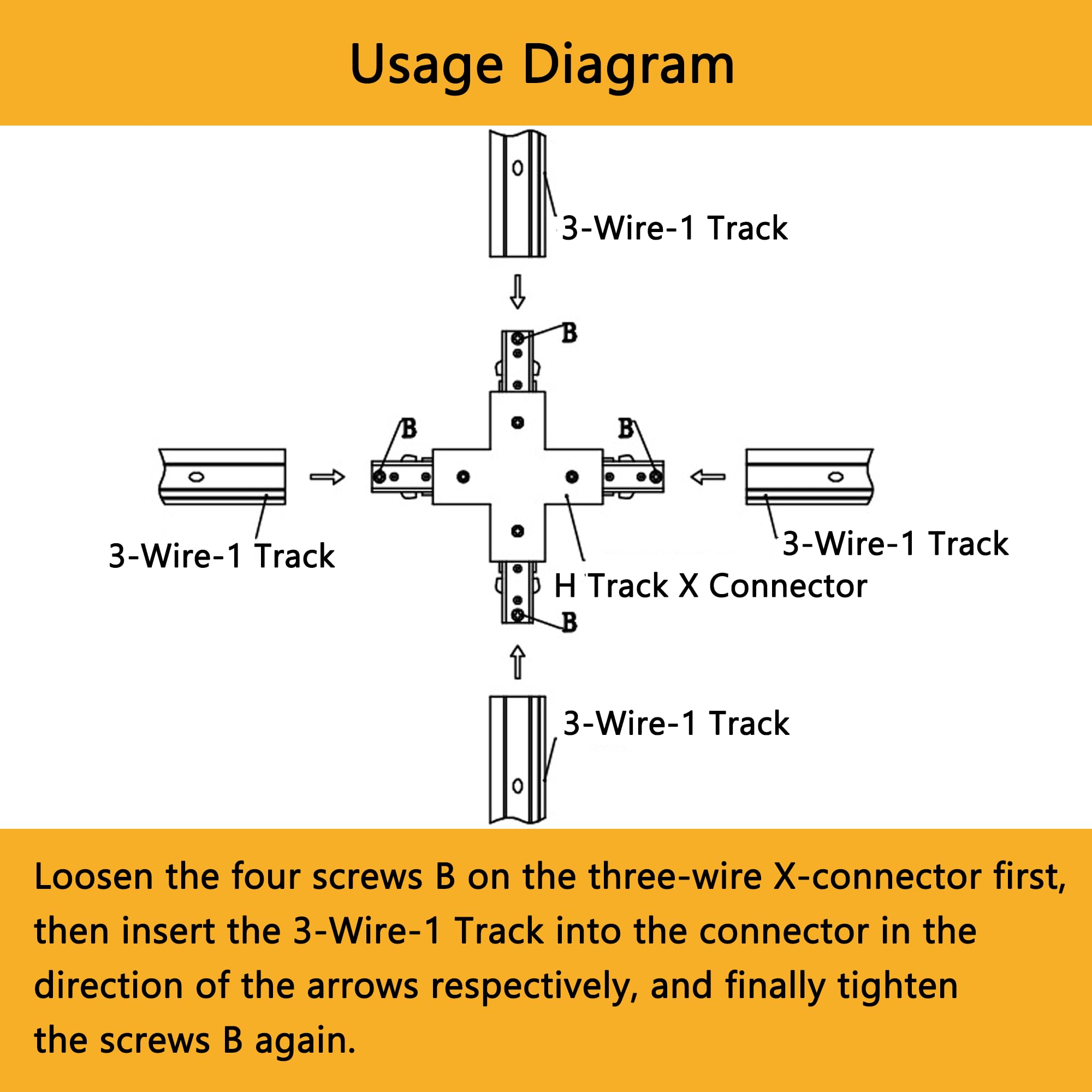 Yuemegou H Track X Connector H Type Single Circuit 3-Wire-1 Track Lighting Accessories For H Track System Track Lighting Kit (Wh