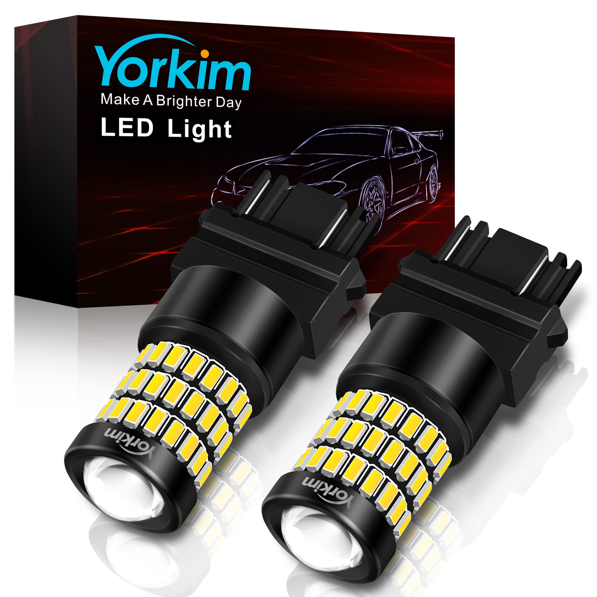 Yorkim 3157 LED Bulb - White Reverse Light, Projector, Fits 3156/3157, Pack of 2