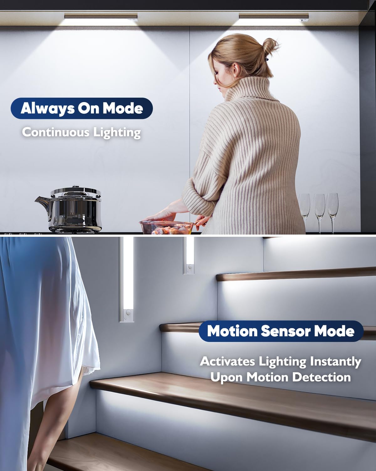 Under Cabinet Lights, Led Battery Operated Rechargeable Motion Sensor Lights Indoor, 6500K Magnetic Dimmable Closet Lights, 1500