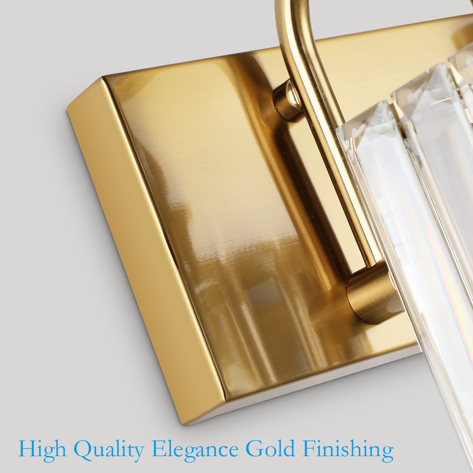 Ralbay 3-Light Gold Crystal Bathroom Vanity Lights, 24 Modern Metal Fixture, Model 8606