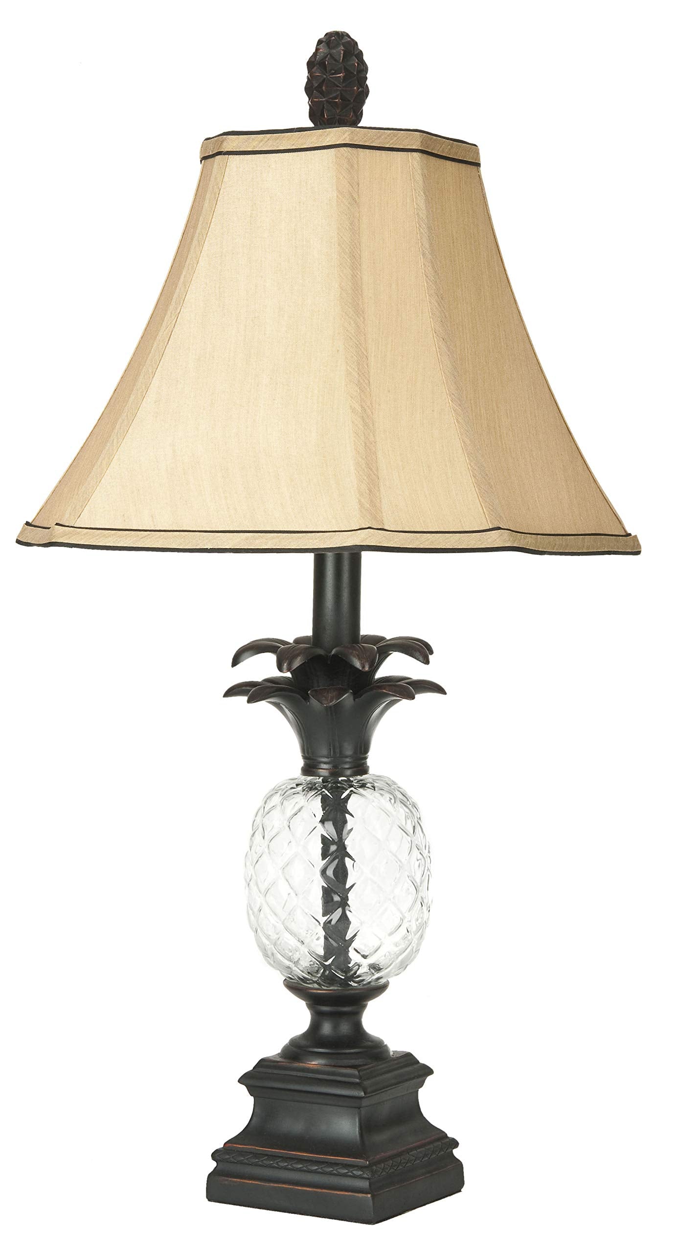 SAFAVIEH Lighting Collection Alanna Pineapple Black Crystal/ Cream Shade Glass 24-inch Bedroom Living Room Home Office Desk Nigh