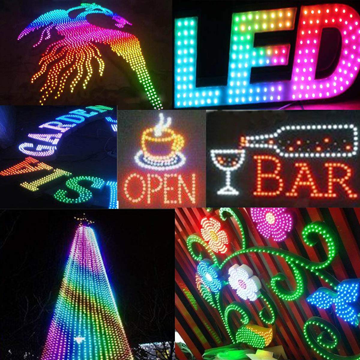 REXTiN WS2811 RGB LED String Lights, Waterproof, 500pcs, DC 5V, 12mm, Multi Color Plastic