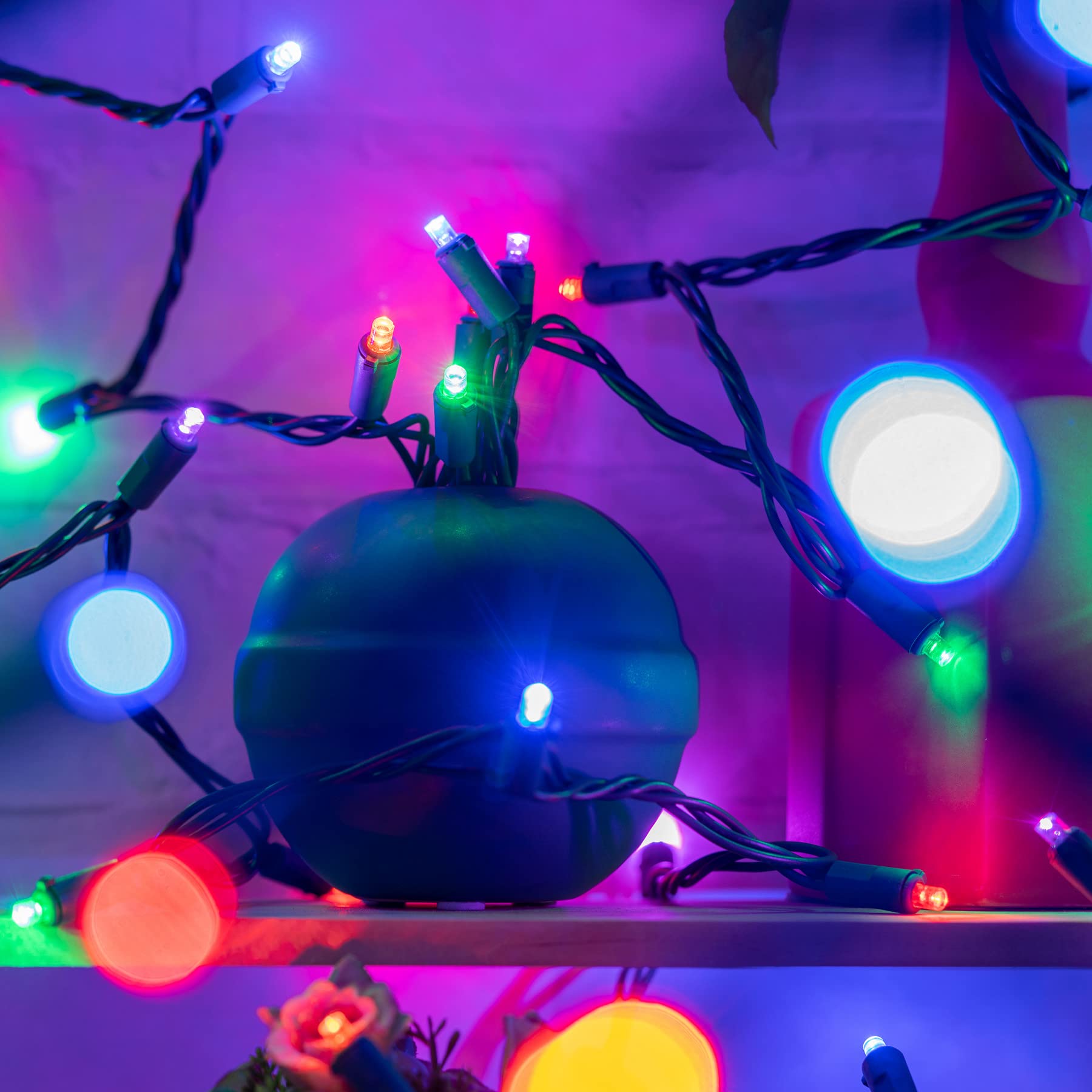 YULETIME 200 LED Christmas Lights, 66ft Green Wire, Multicolor, UL Certified, 5mm Bulbs, Model BMD-L-200E/4F