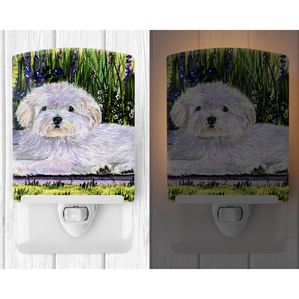 Carolines Treasures Ceramic Night Light, UL-Certified, 6x4x3in, Coton De Tulear 8430, Ideal for Bedroom, Bathroom, Nursery