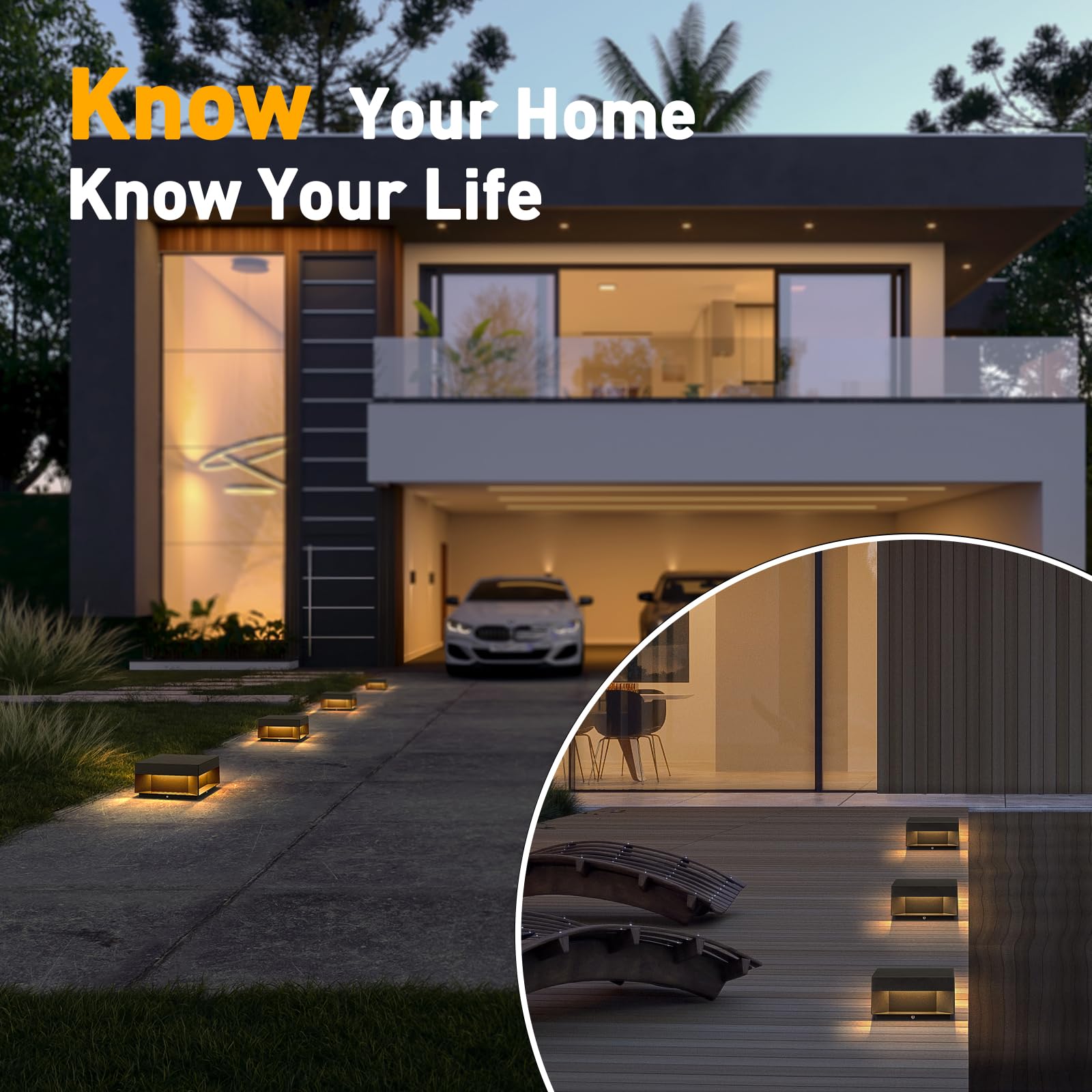 Mvbt 7.9&quot; Led Modern Post Light - Waterproof Aluminum Lantern For Patio & Garden Decoration