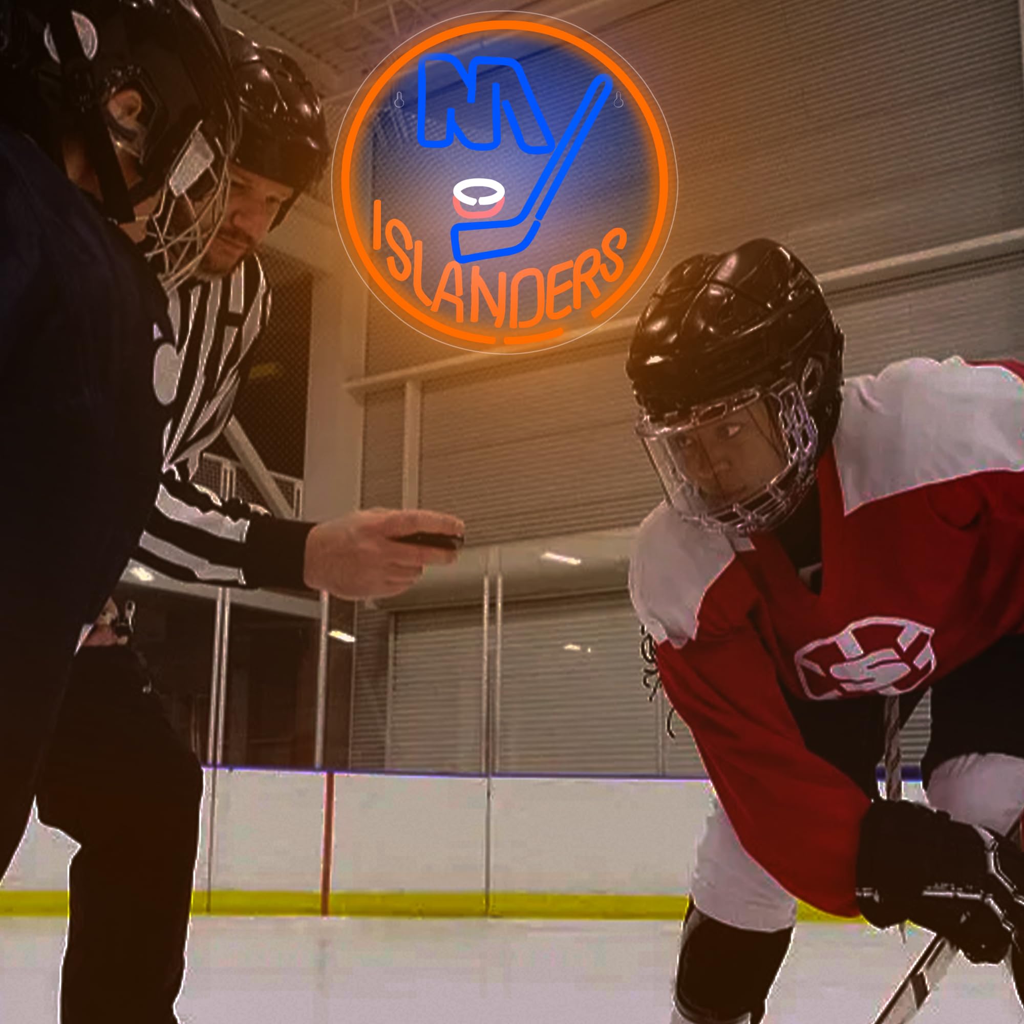 FTMGGDG Ice Hockey Neon Sign, Acrylic Team Logo Light, 13.4 x 13.4 inches, Islanders, Model FMXD600