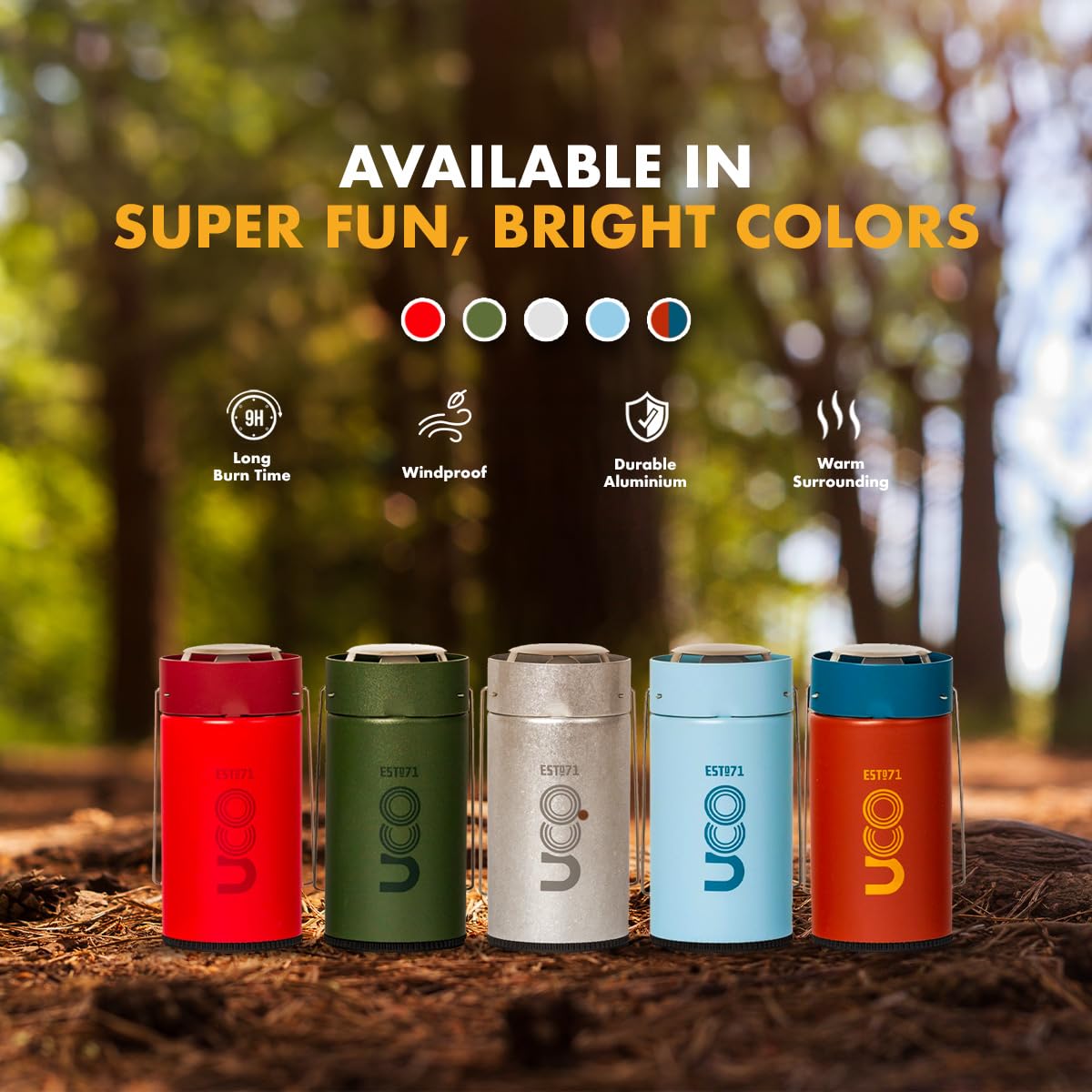 UCO Original Candle Lantern Value Pack - Includes 3 Candles & Storage Bag, Powder Coated Aluminum, One Size, Forest Color