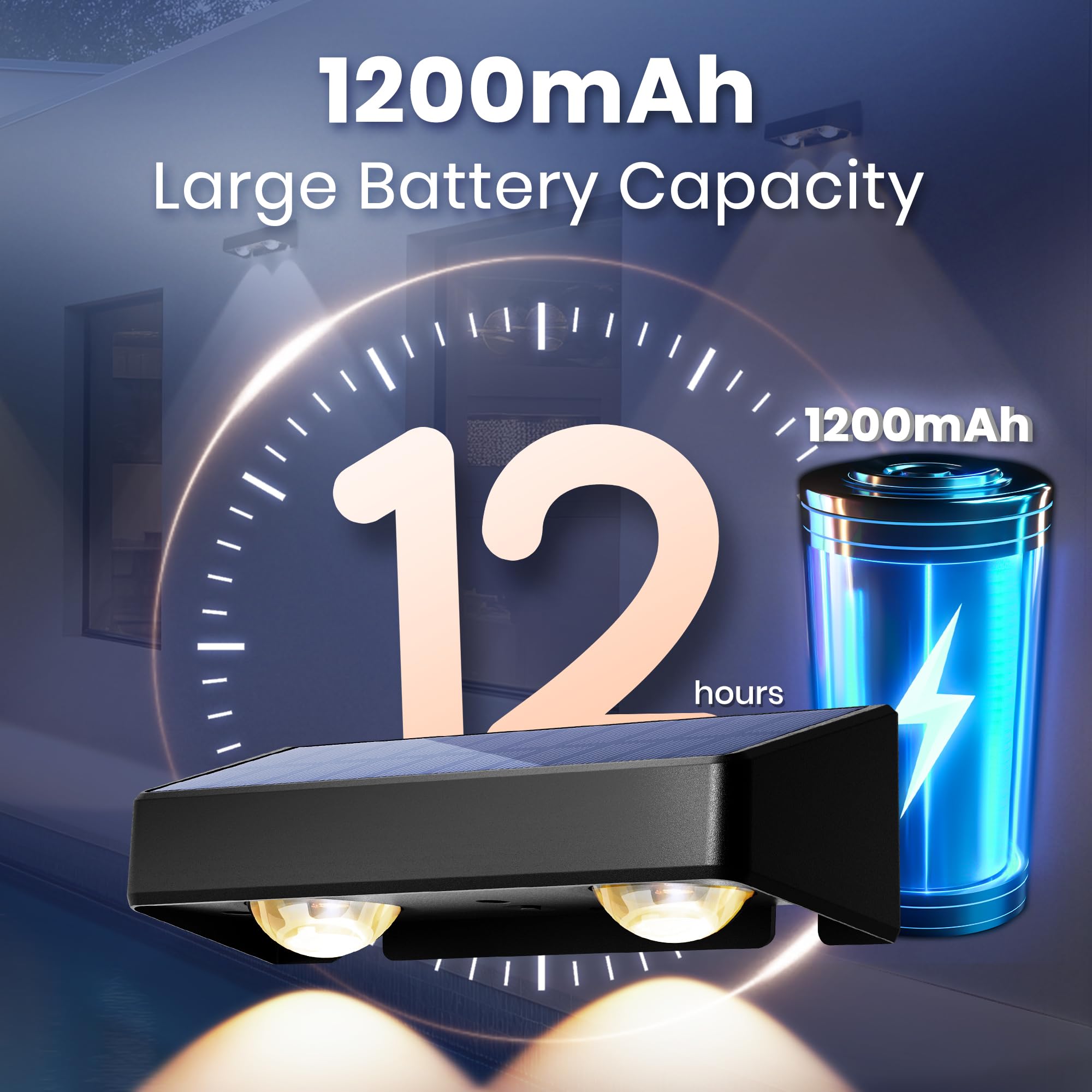 Solar Fence Lights Outdoor, Solar Wall Lights 9 Fixed Colors & Color Changing Modern Solar Powered Deck Lights For Step Stair Pa