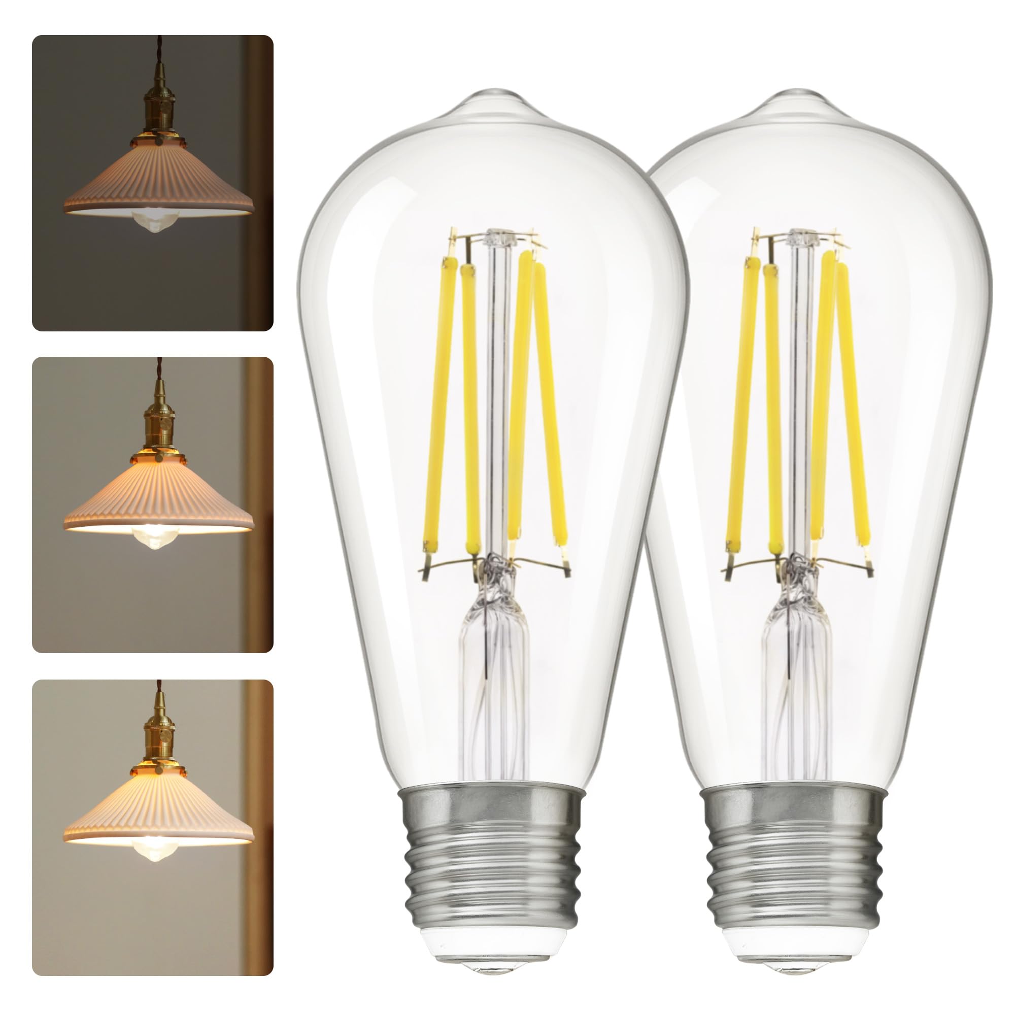 ALAMPEVER 3 Way Light Bulbs 2 Pack, 30/70/100W Equivalent, Bright ST19 LED Light Bulb, 5000K Daylight White, 300/800/1200LM, 3/5
