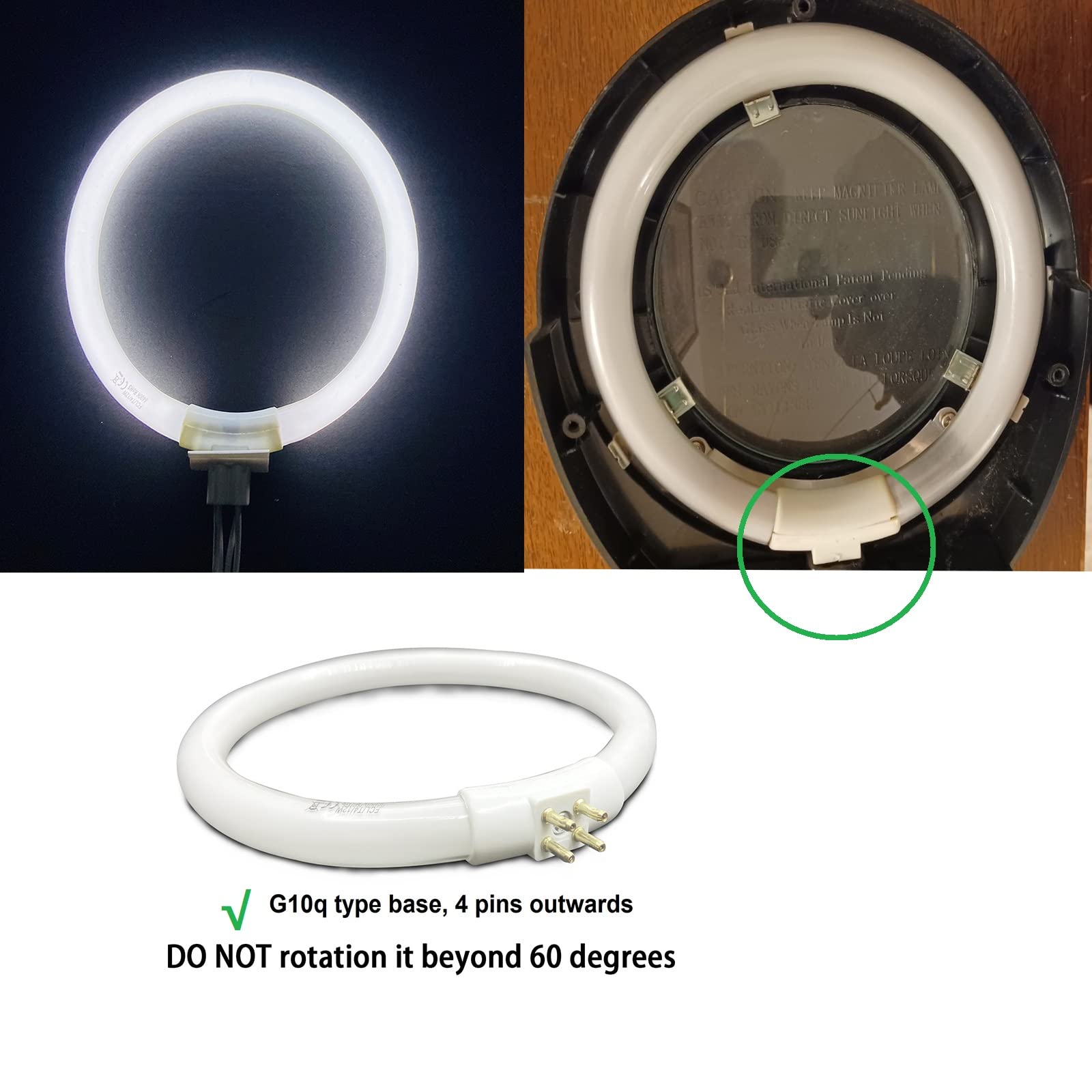 Flyercatch 12W CFL Circular Bulb Replacement 2-Pack, 6400K Glass for Magnifier Desk Light & Makeup Mirror