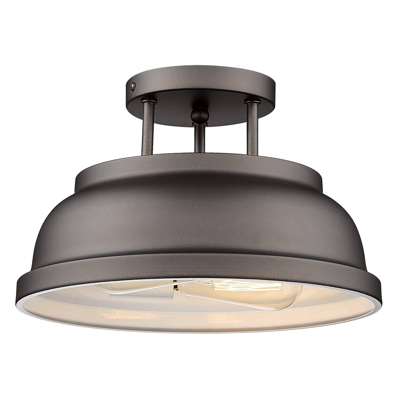 Zeyu Farmhouse Semi-Flush Mount Ceiling Light - 2-Light 12 Inch Ceiling Light Fixture For Bedroom Kitchen Hallway, Oil Rubbed Br