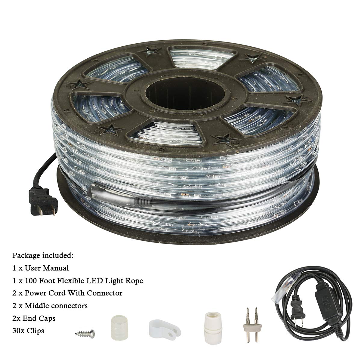 100Ft Blue LED Rope Lights, Outdoor String Lights Waterproof Decorative Lighting for Indoor/Outdoor, Camper Lights for Outside,