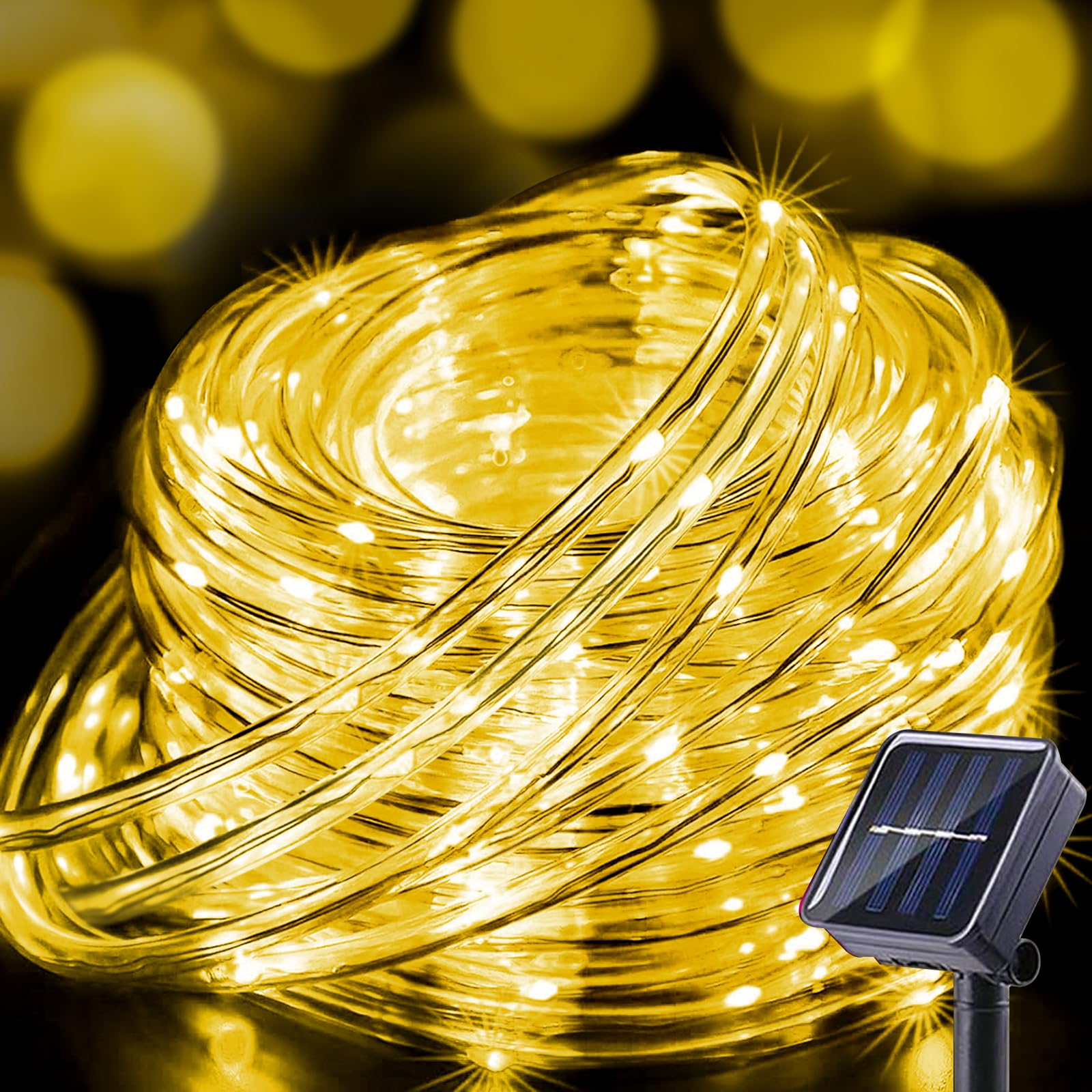 Solar String Lights Outdoor, 2Pack Total 73ft 120 LED Waterproof Crystall Globe Lights with 8 Lighting Modes, Solar Powered Pati