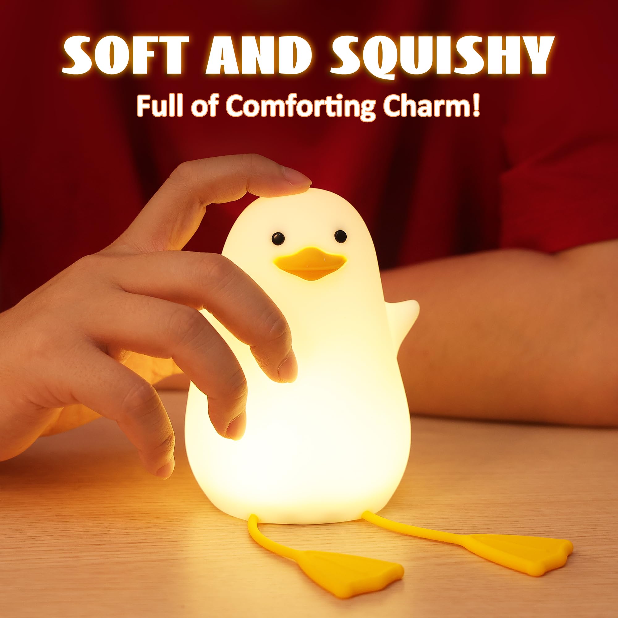 Hinittey Duck Night Light, Silicone Duck Lamp, Cute Bedside Duck Goose Funny Nightlight With Dimmer And Timer For Room Decor, Du
