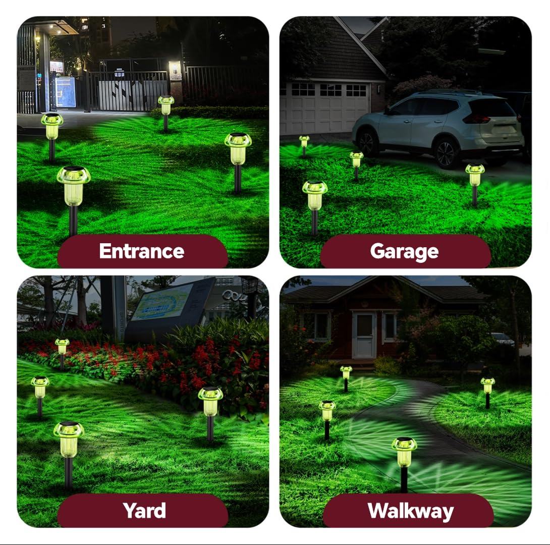 COZY-PAVILION Halloween Solar Pathway Lights 4-Pack, Green LED, Waterproof Outdoor Mushroom Decor, Model SLMG-6S4