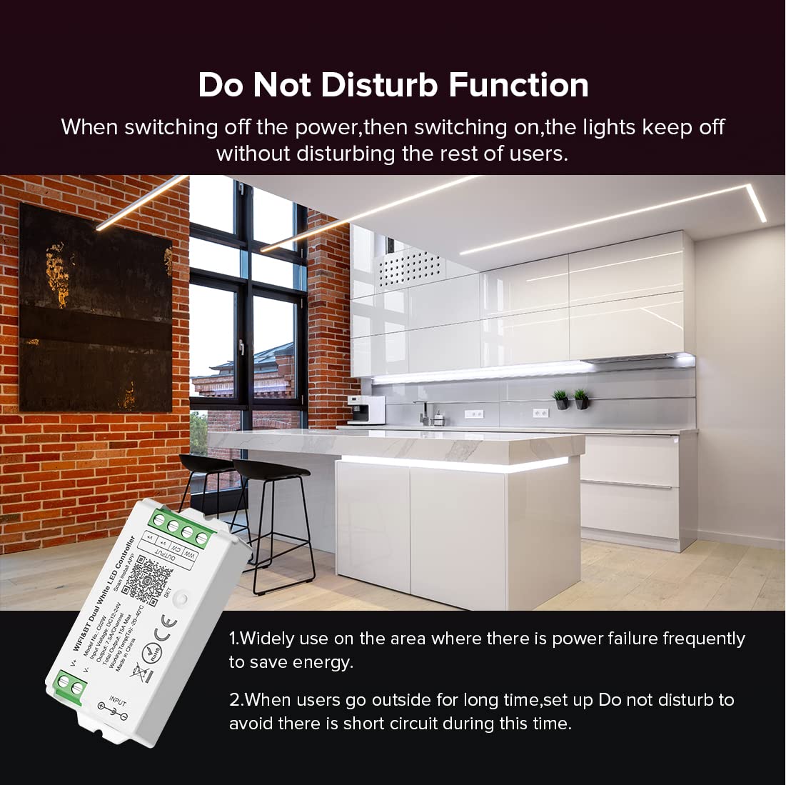 SEZO C02W WiFi Bluetooth LED Strip Controller - Smart Life App, Voice Control, DC12-24V, CCT WiFi Controller