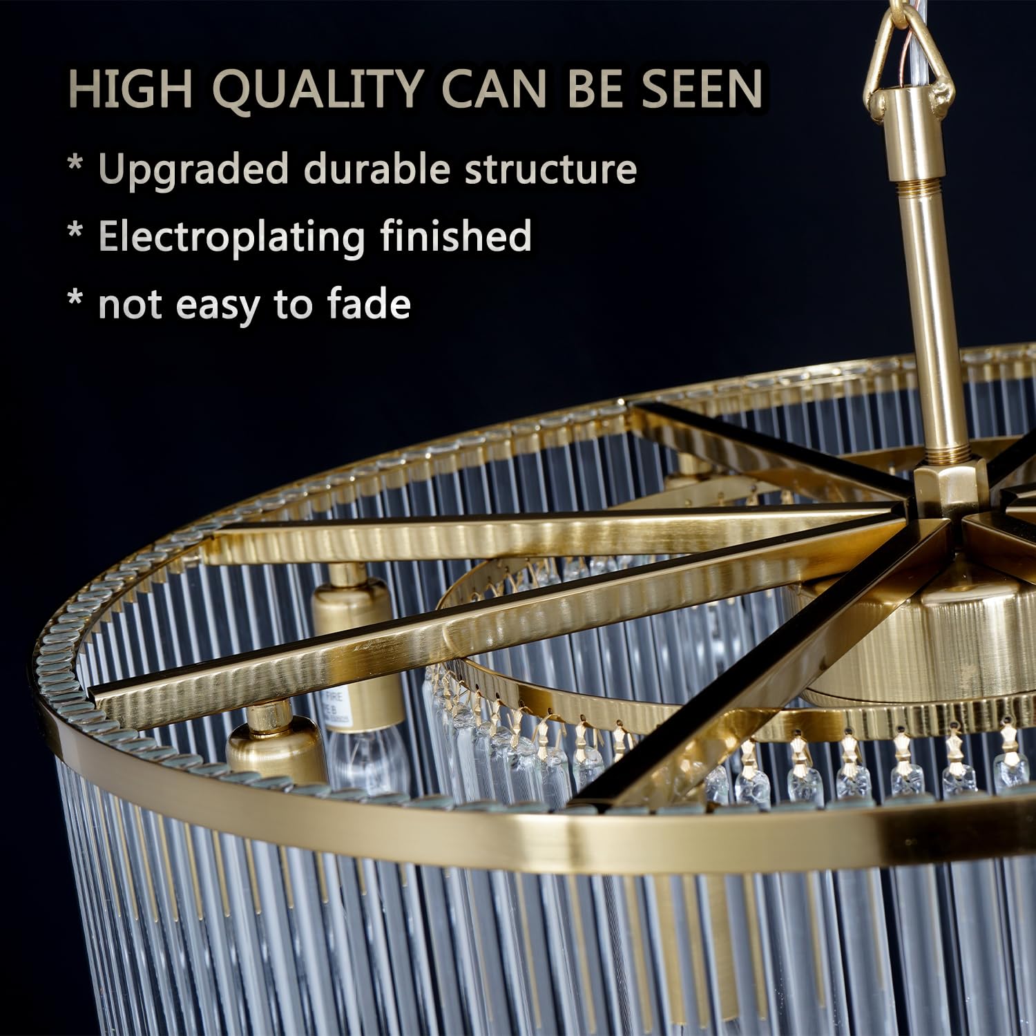 Akeelighting Contemporary Brass Dining Room Chandelier 2 Tier Crystal Glass Chandeliers Lighting Light Fixture Ceiling Entryway