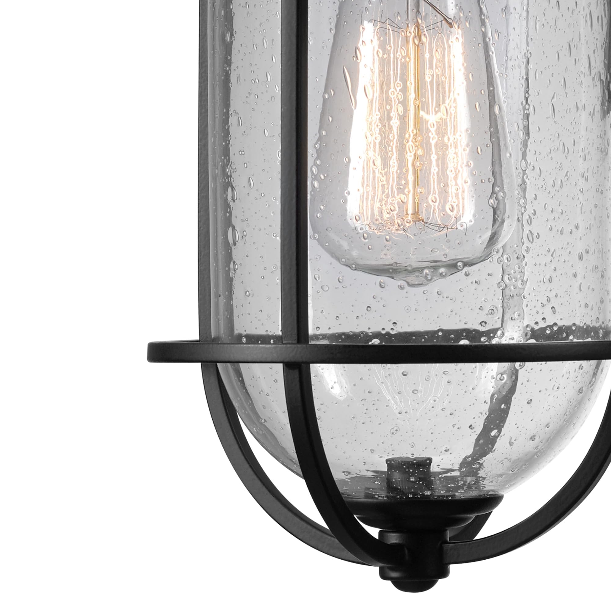 Globe Electric 44094 Outdoor Wall Sconce, Black, Seeded Glass Shade, 13.58" Light Fixture