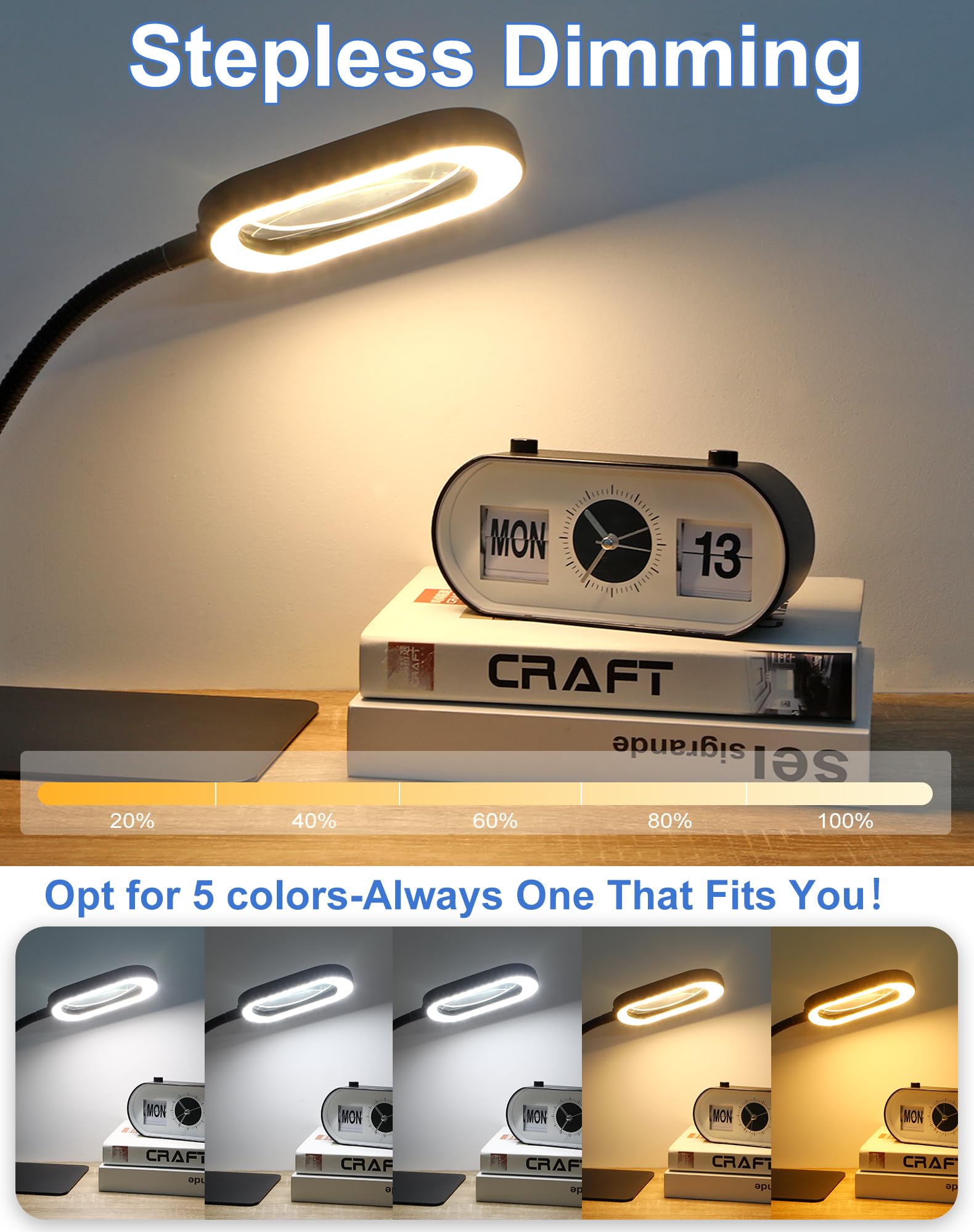 Ivmaie 10X Magnifying Glass With Light And Stand Led Magnifier With Light Hands Free Lighted Magnifying Desk Lamp Dimmable For C