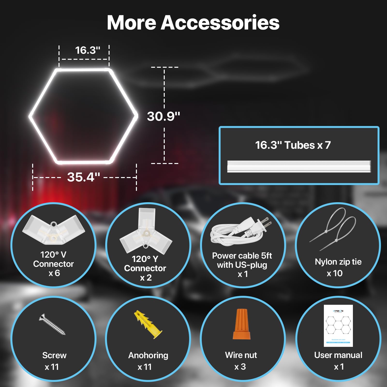 Hyperlite Gen 2 Hexagon Led Lights: 42W 4200Lm 1 Grids Diy Hexagon Led Lights, 6500K Ultra Bright, Easy Install, Durable Design